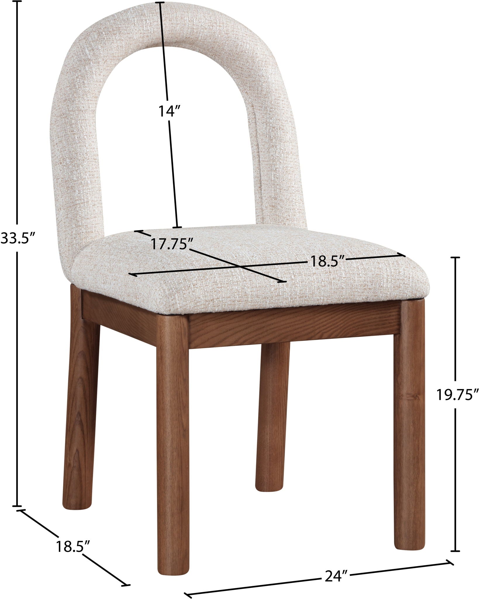 Conrad - Linen Dining Chair With Brown Legs