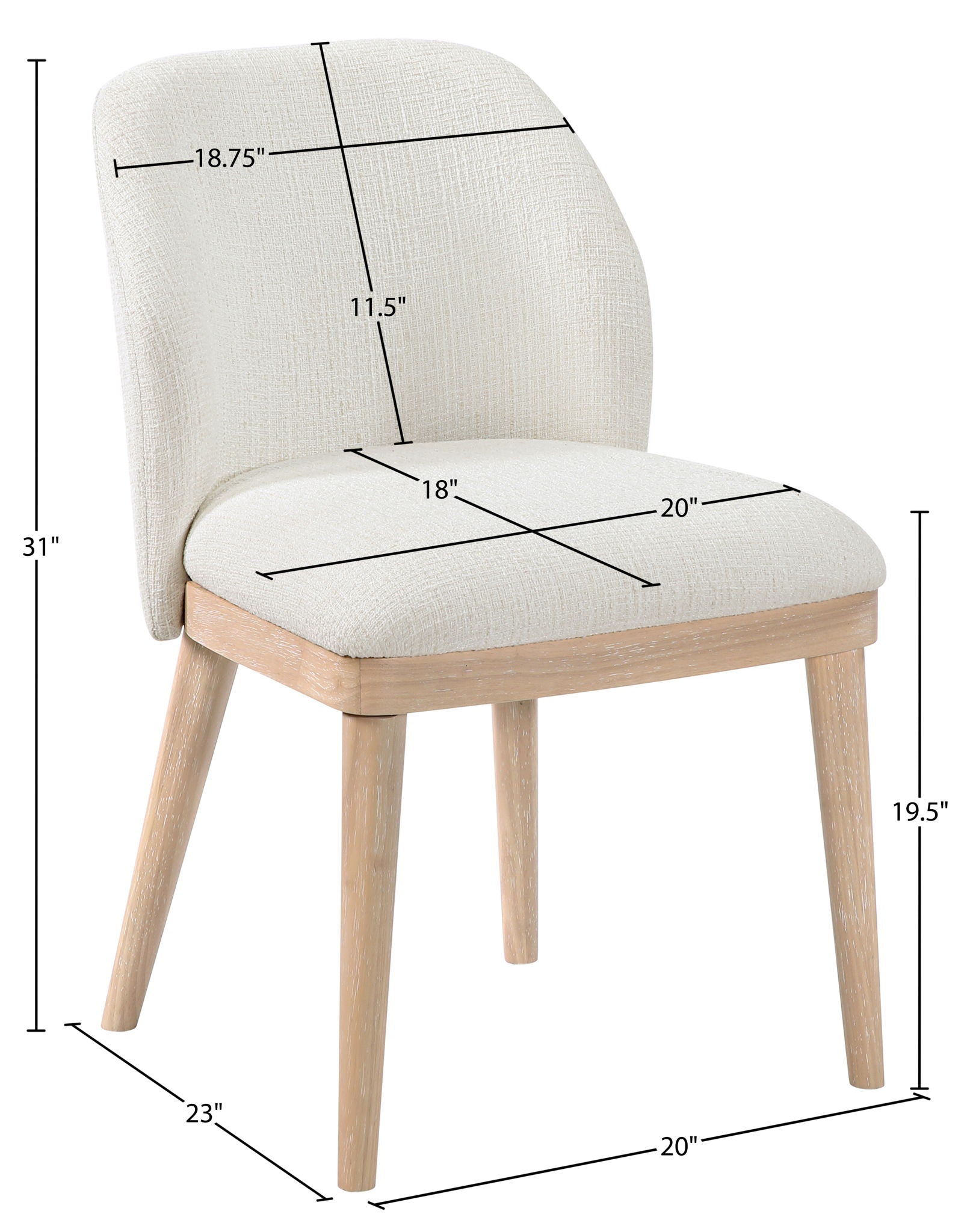 Valeo - Linen Textured Fabric Upholstered Dining Chair (Set of 2) - Painted Natural Base