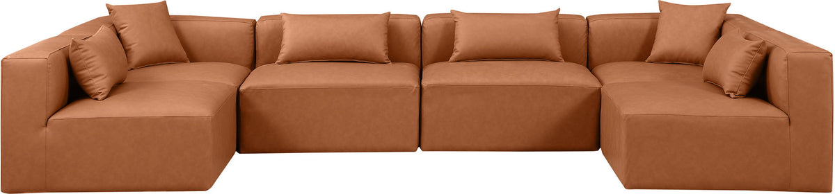 Cube - 6 Piece Modular Armless Sectional - Cognac