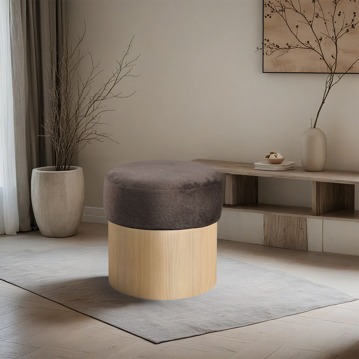 Nimes - Ottoman / Stool With Natural Base