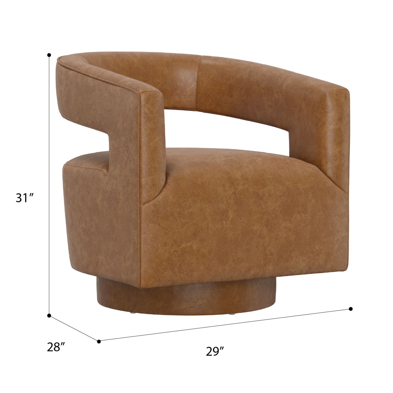 Swivel Accent Chair With Geometric Backrest - Brown