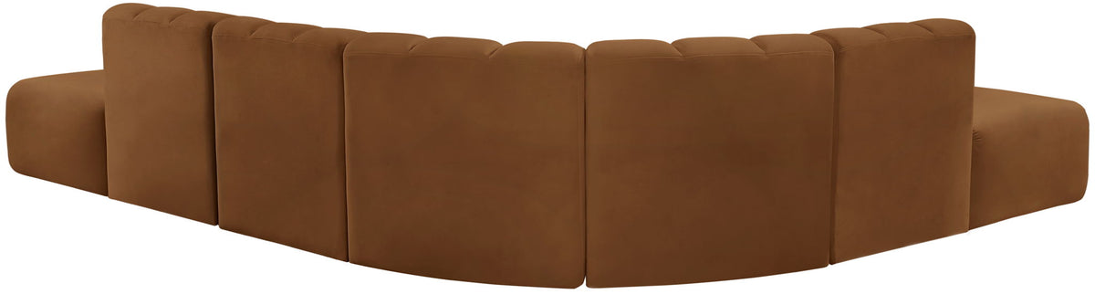 Arc - Velvet 7 Piece Corner Modular Sofa - Saddle