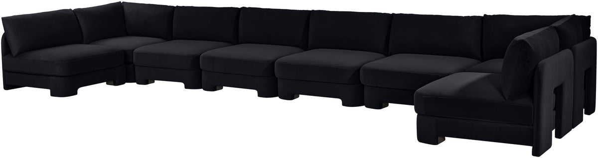 Hammond - Velvet Performance Fabric Upholstered 8 Piece U-Shaped Armless Sectional - Beige