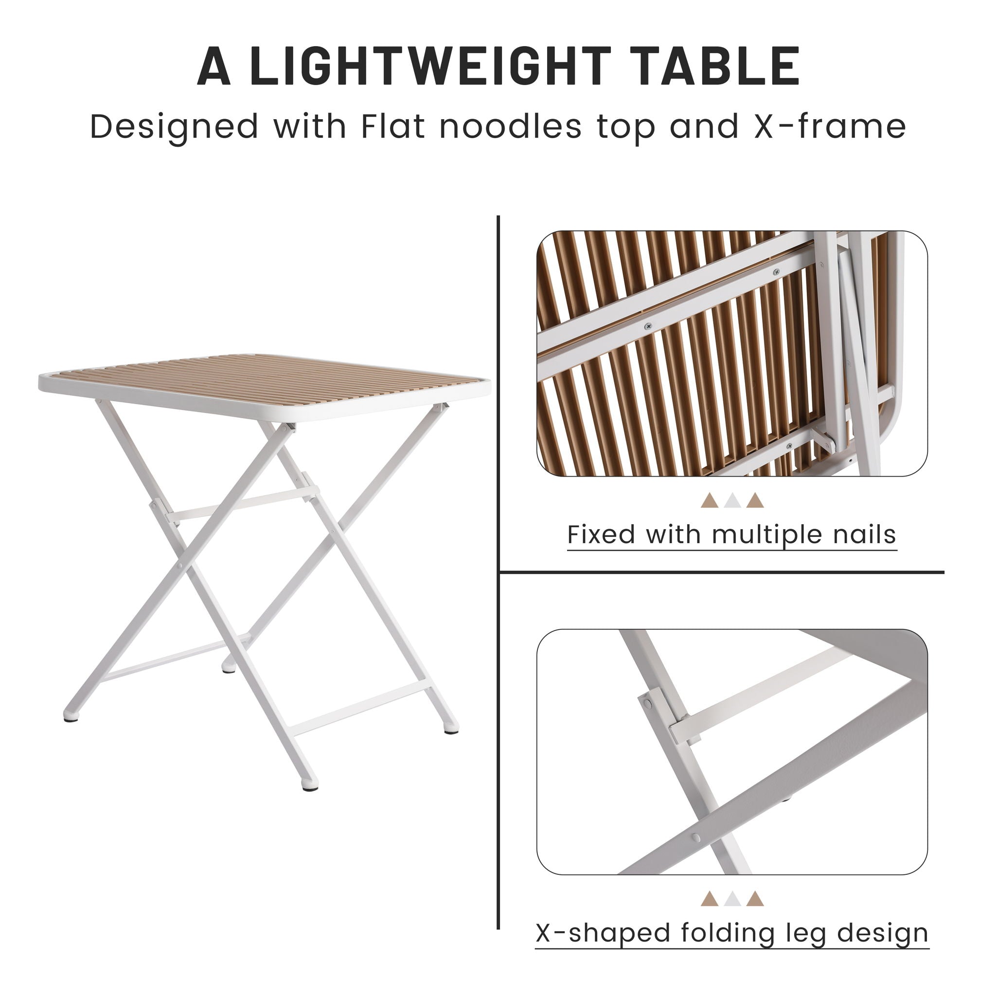 4 Piece Set Of Color Block Designed Single Chairs, Folding Square Table - Haze Green / Khaki / White