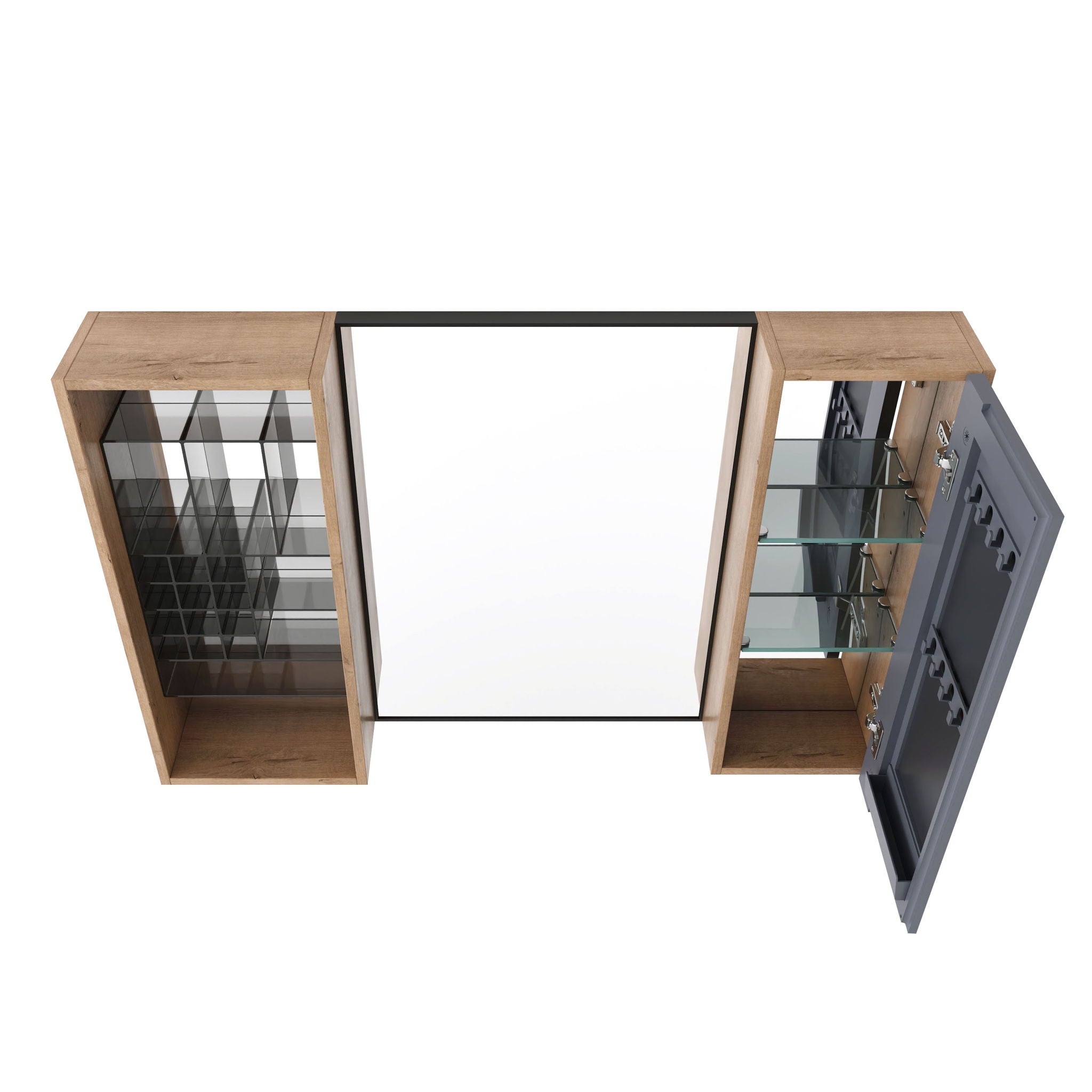 41.3" Wall Mounted Bathroom Cabinet With Adjustable Shelves Storage Unit - Imitative Oak