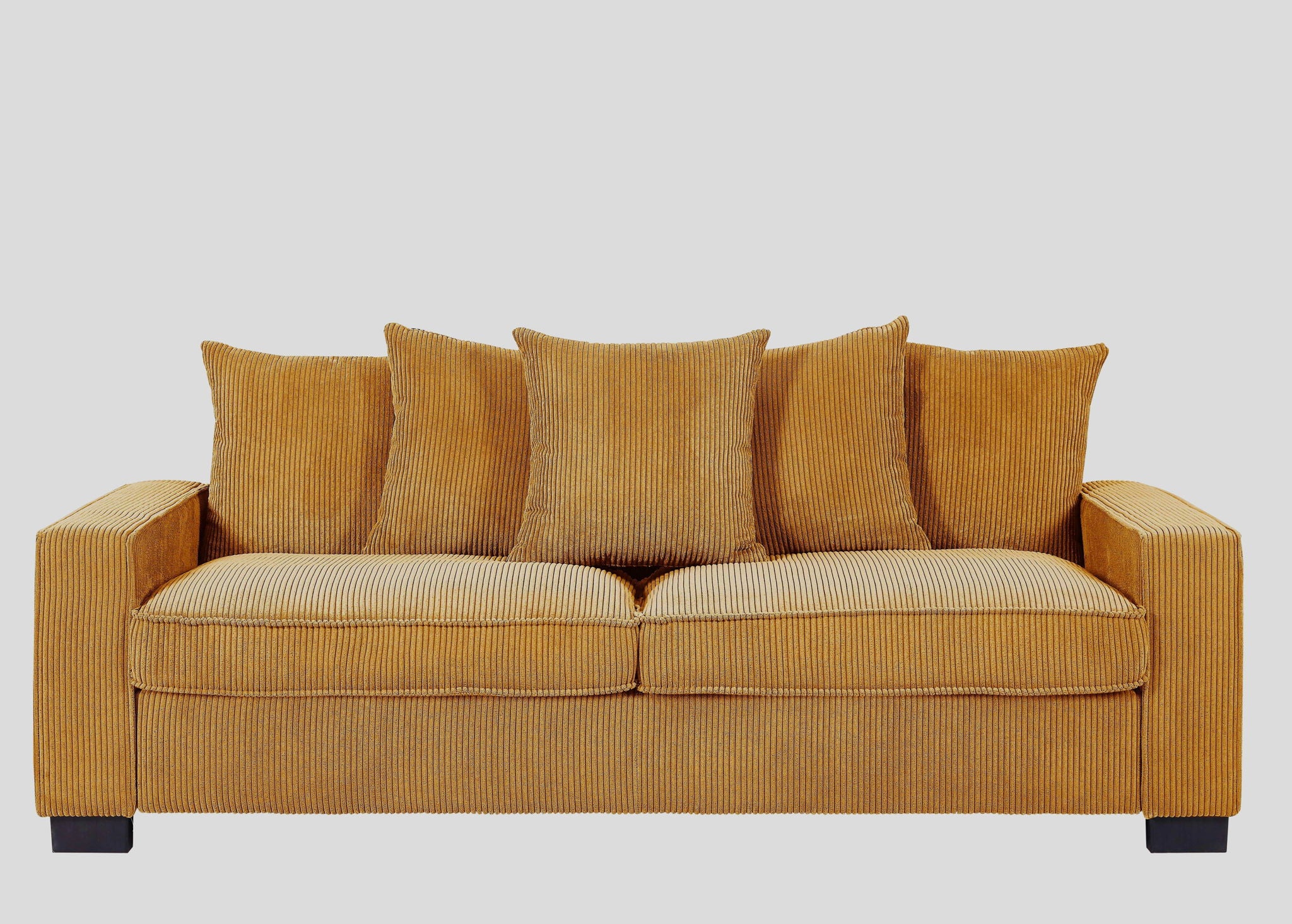 Luxe Sofa With 5 Matching Toss Pillows, Sleek Design, Spacious And Comfortable 3 Seater Couch
