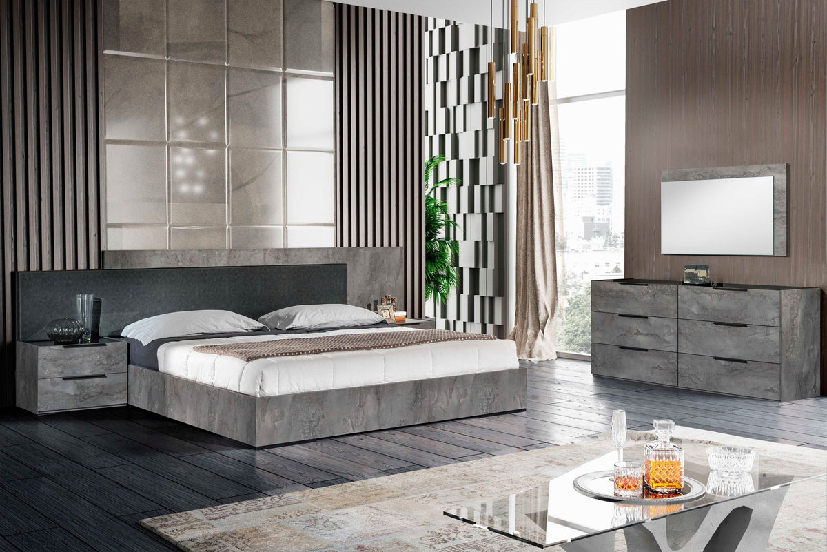 California King Ferrara - Modern Volcano Oxide Grey Bed
