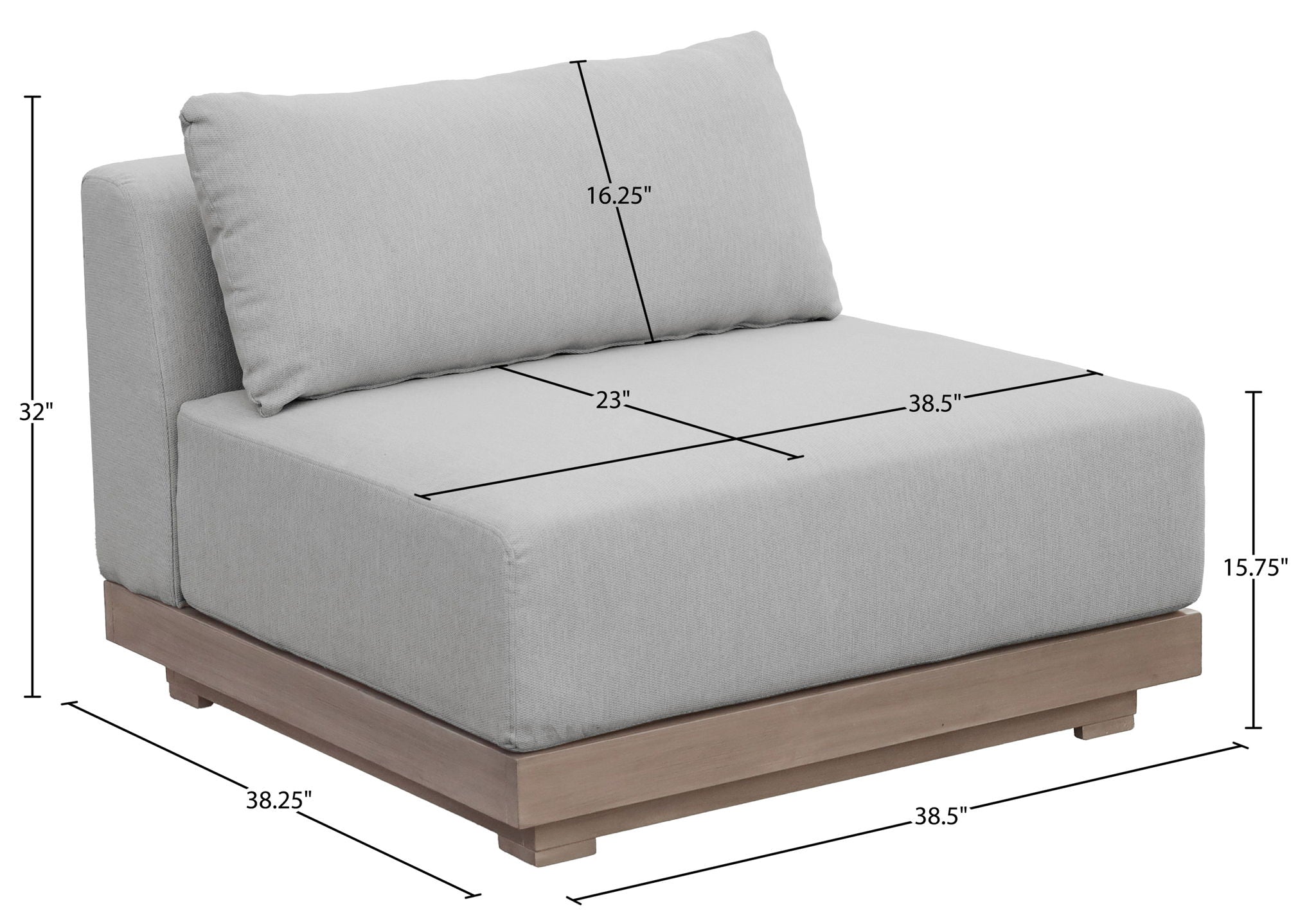 Solace - Olefin Performance Fabric Outdoor Patio Modular Armless Chair