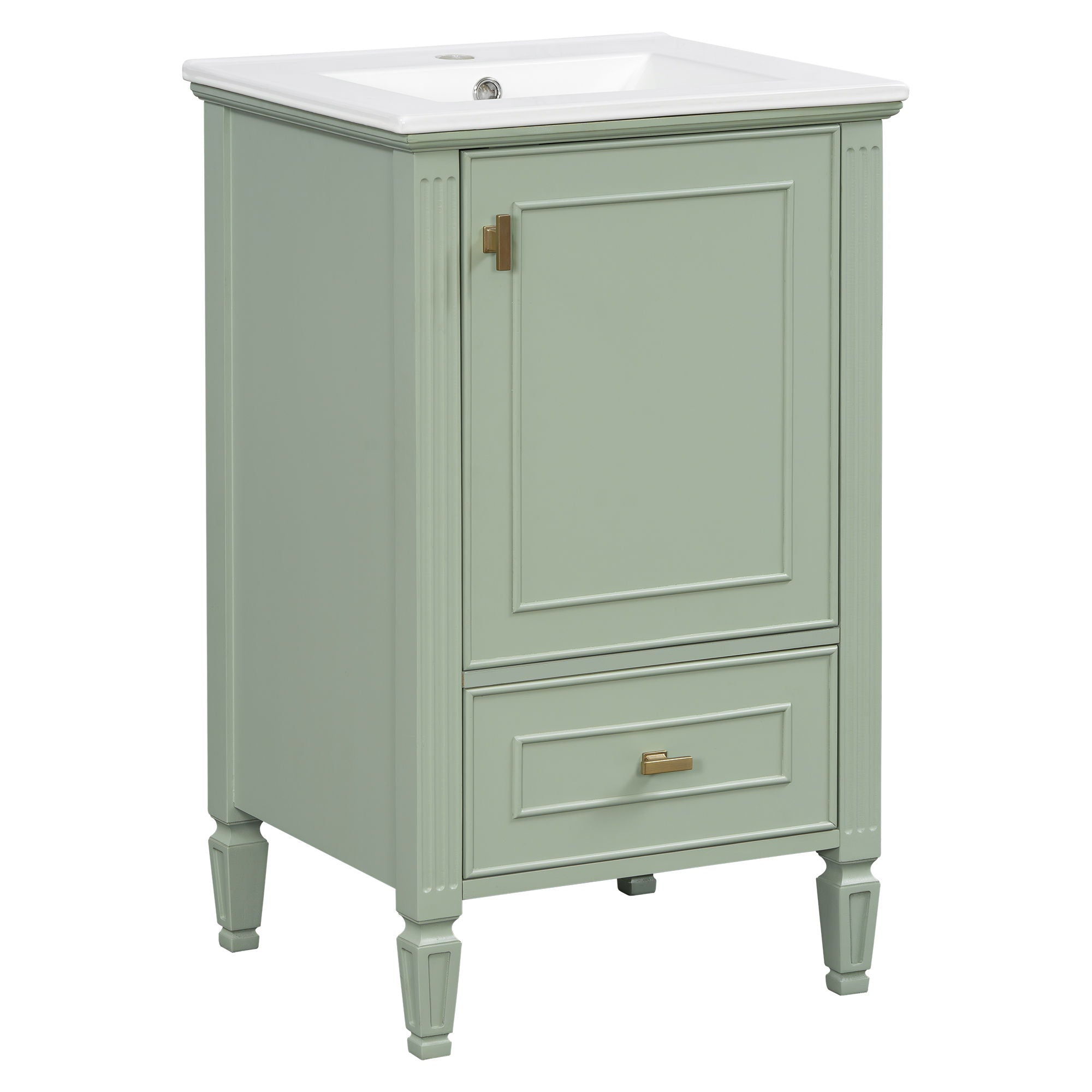 Bathroom Vanity & Sink, Freestanding Storage Cabinet, Soft Close Drawers & Doors - Green