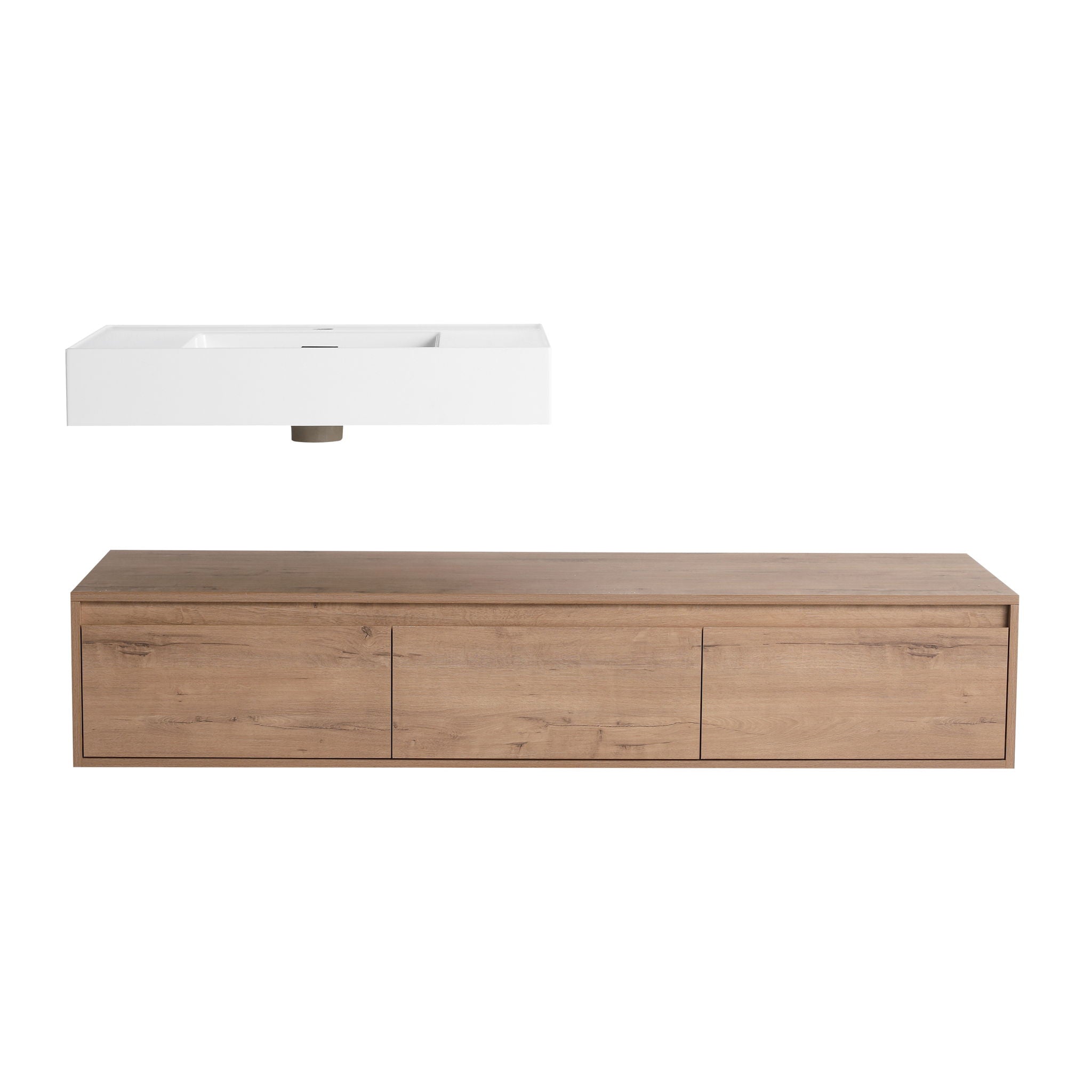 Modern Wall Mounted Bathroom Vanity With Resin Sink, Soft Close Drawer - Imitative Oak