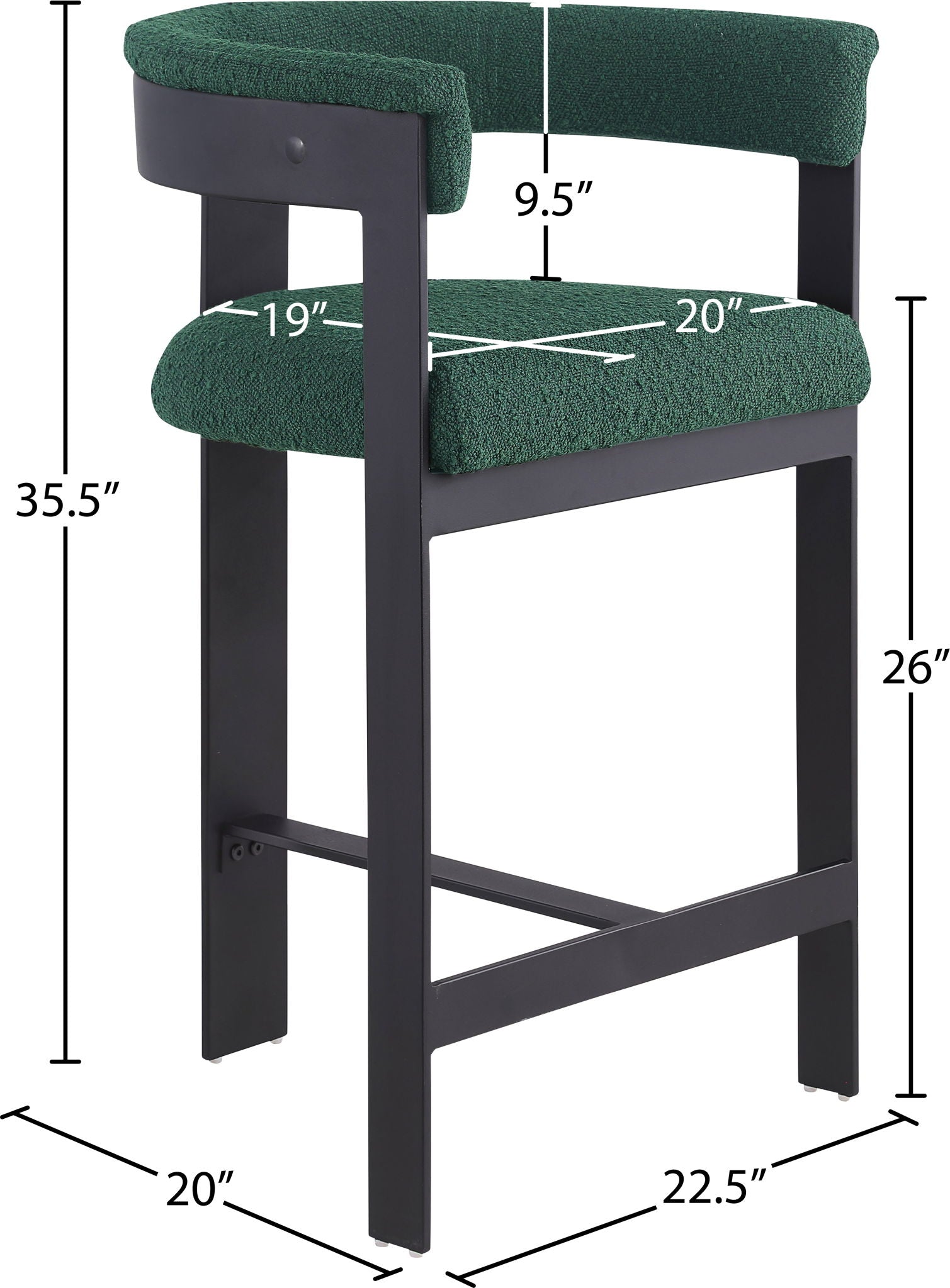 Romeo - Boucle Counter Stool With Black Base (Set of 2)