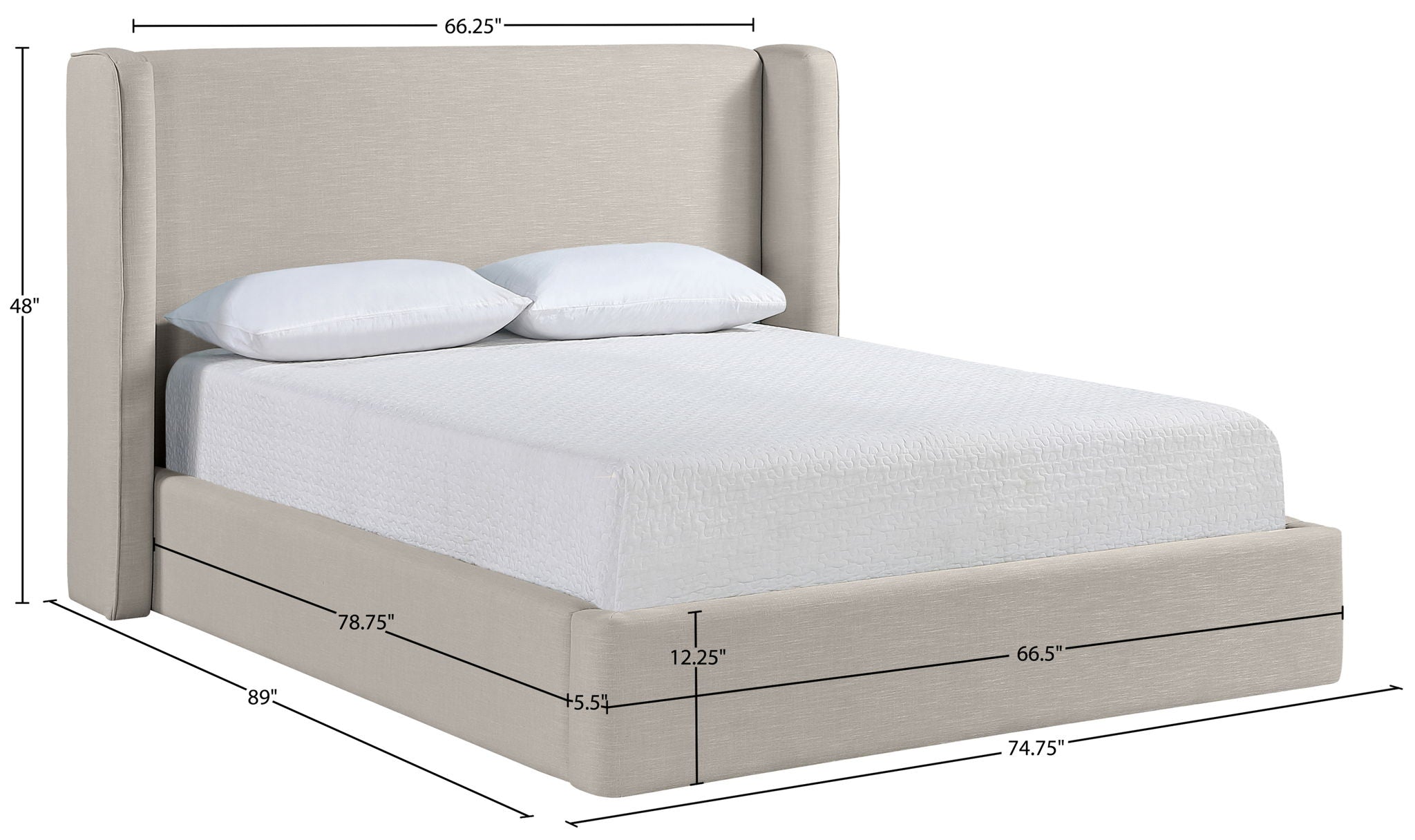 Kendall - Linen Textured Fabric Upholstered Bed