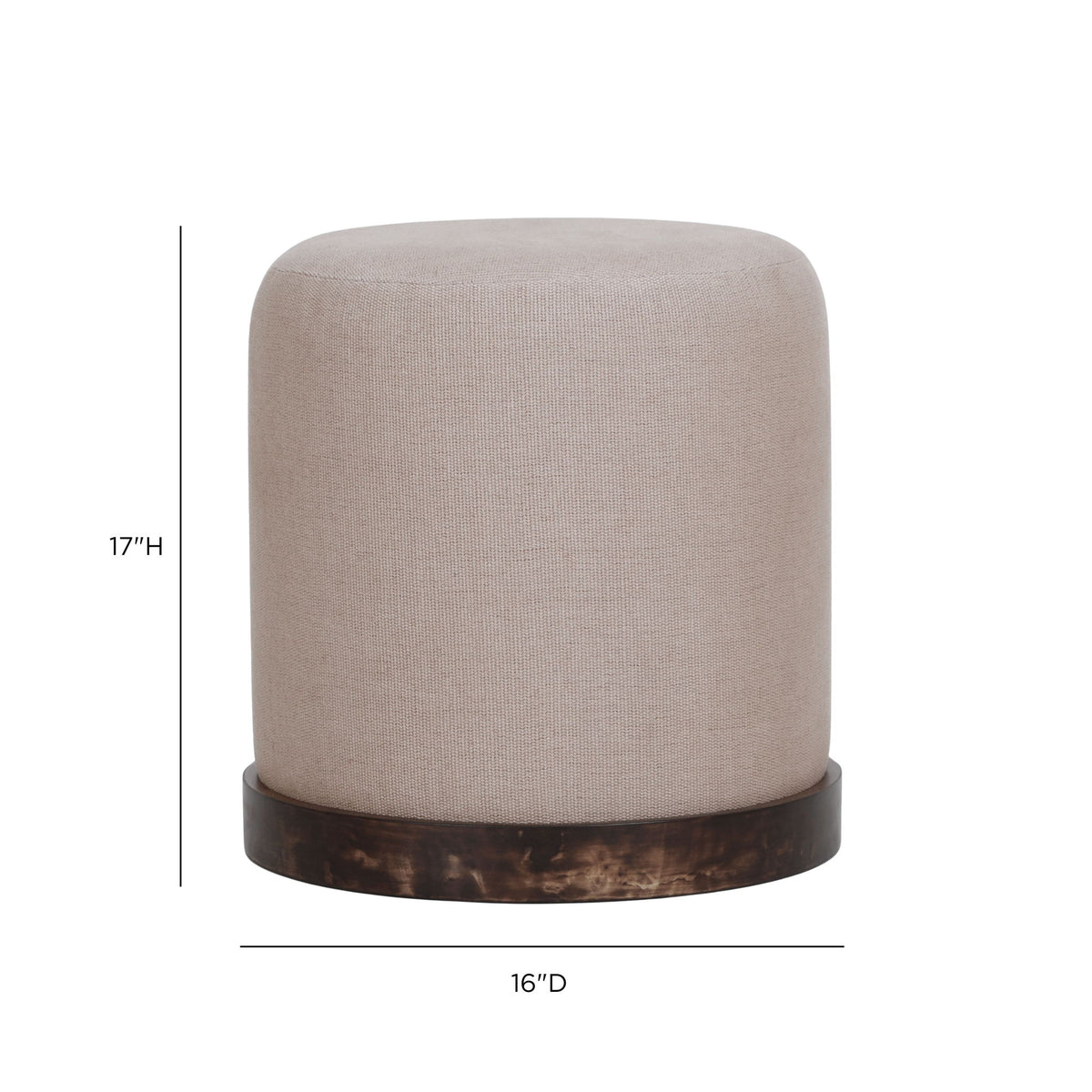 Como - Burl And Cotton Jute Designer Accent Stool - Peach