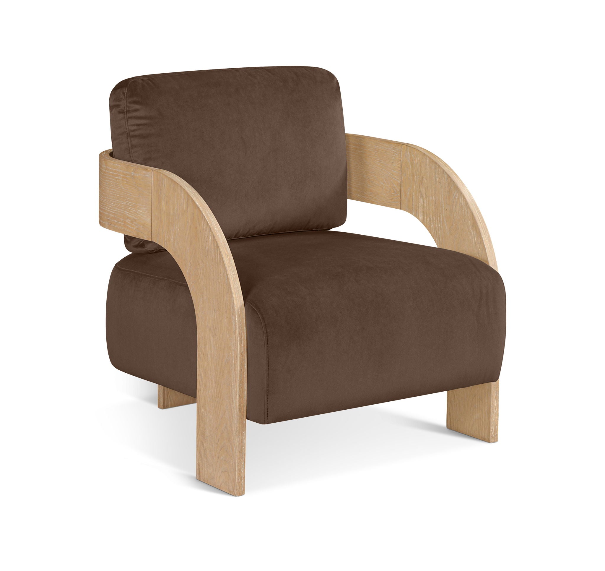Cedra - Velvet Performance Fabric Upholstered Accent Chair - Natural Frame