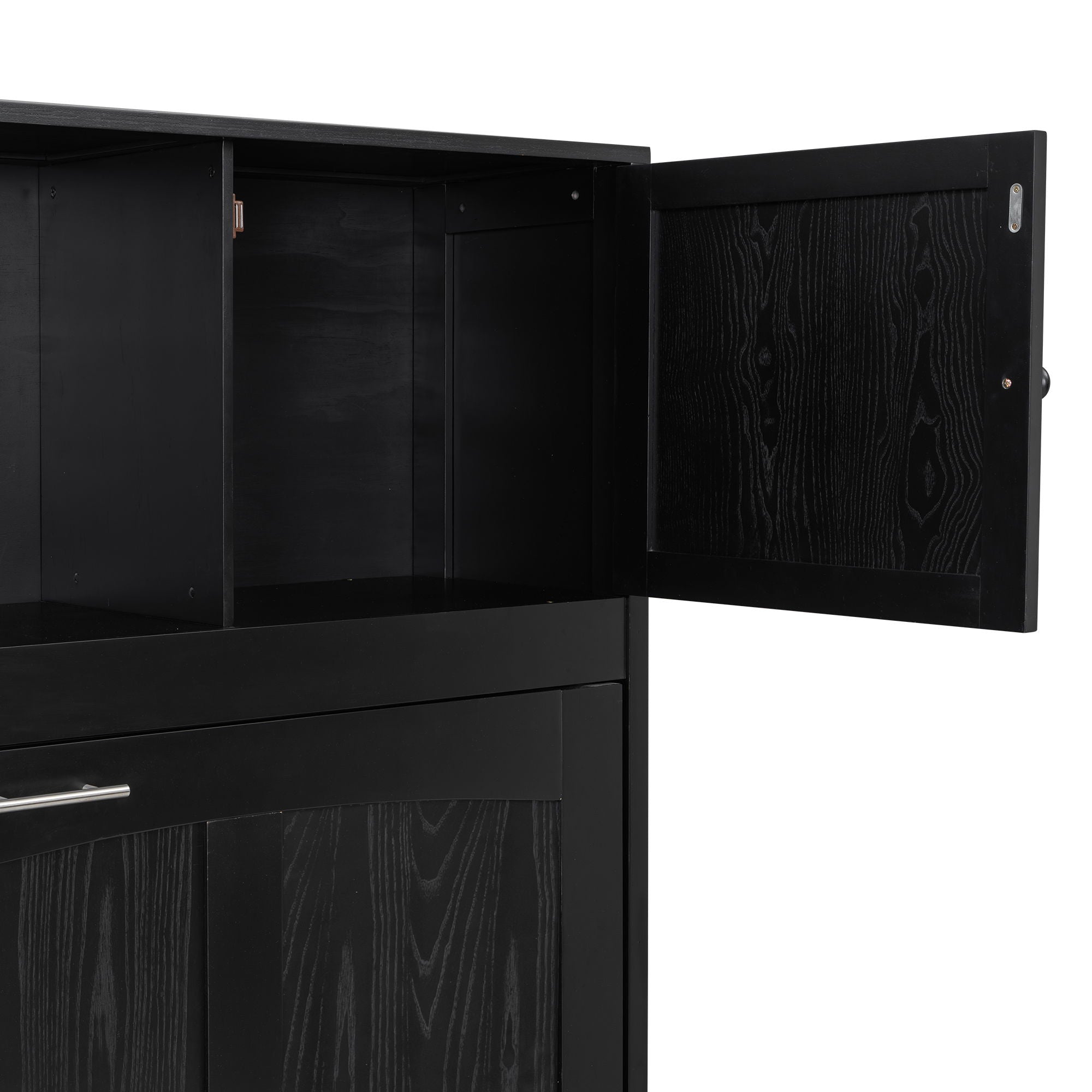 Full Size Murphy Bed With Storage Cabinets - Black