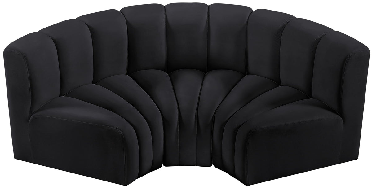 Arc - Velvet 3 Piece Modular U-Shaped Sofa