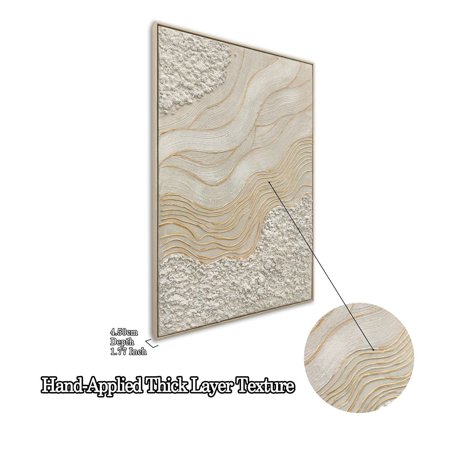 Framed Wall Art, Textured Canvas Painting With Accents, Decor For Living Room (Set of 2) - Antique White