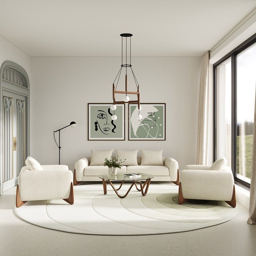 Modrest Lassen - Modern Glass & Walnut Coffee Table