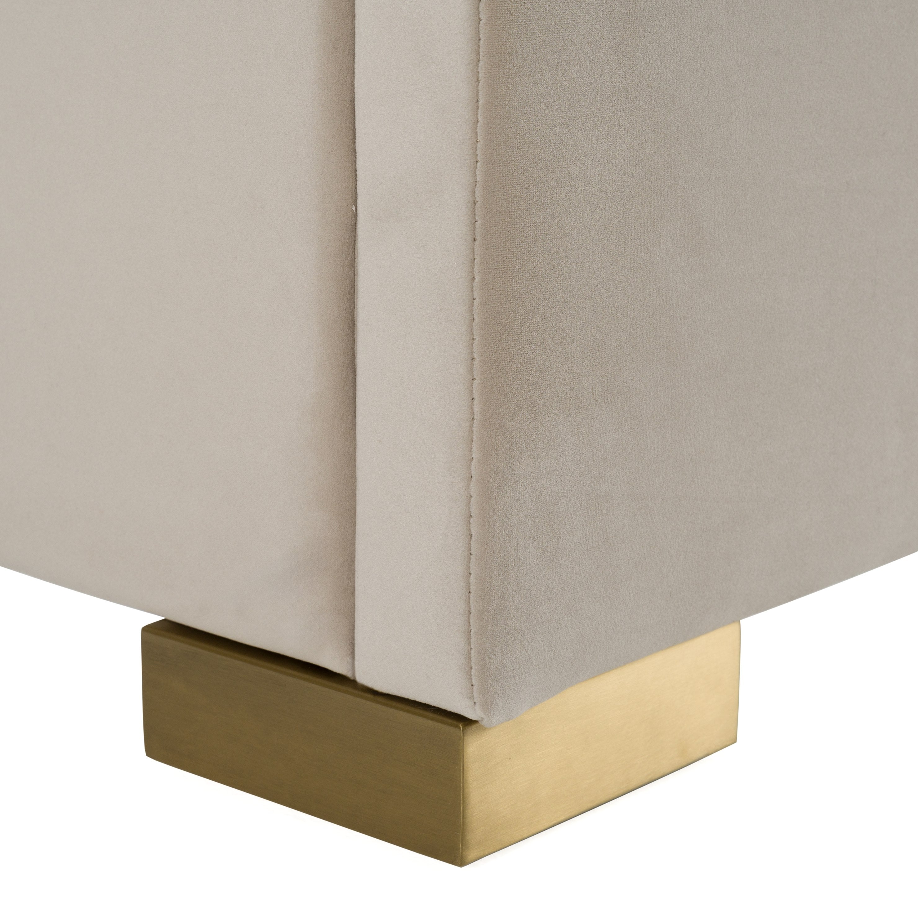 Modrest Florence - Modern Beige Velvet + Leatherette Bedroom Set