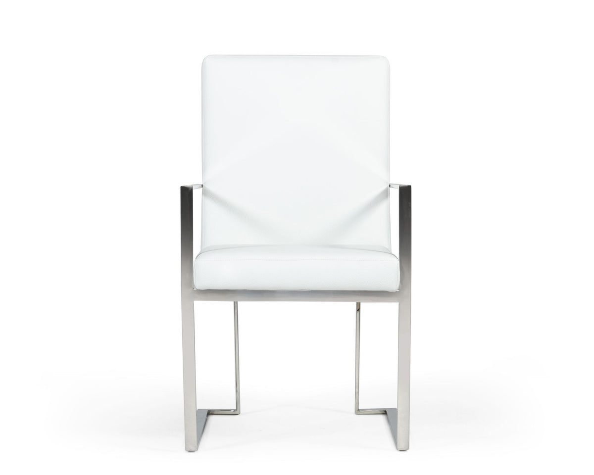 Fowler - Modern White Eco-Leather Dining Armchair