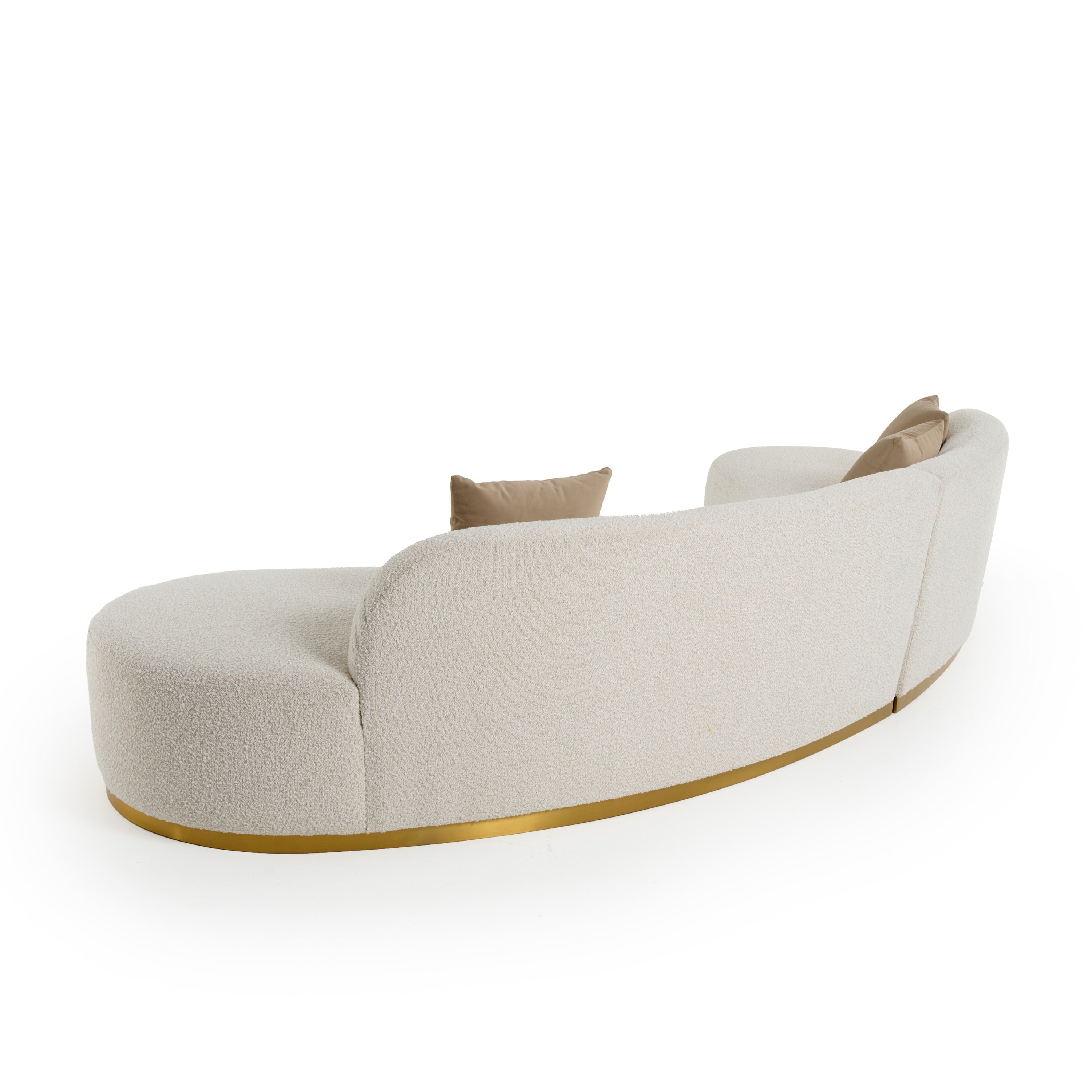 Divani Casa Frontier - Glam Beige Fabric Curved Sectional Sofa with Beige Pillows