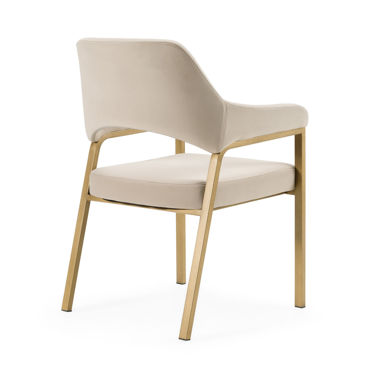 George - Modern Beige Fabric + Antique Brass Dining Chair