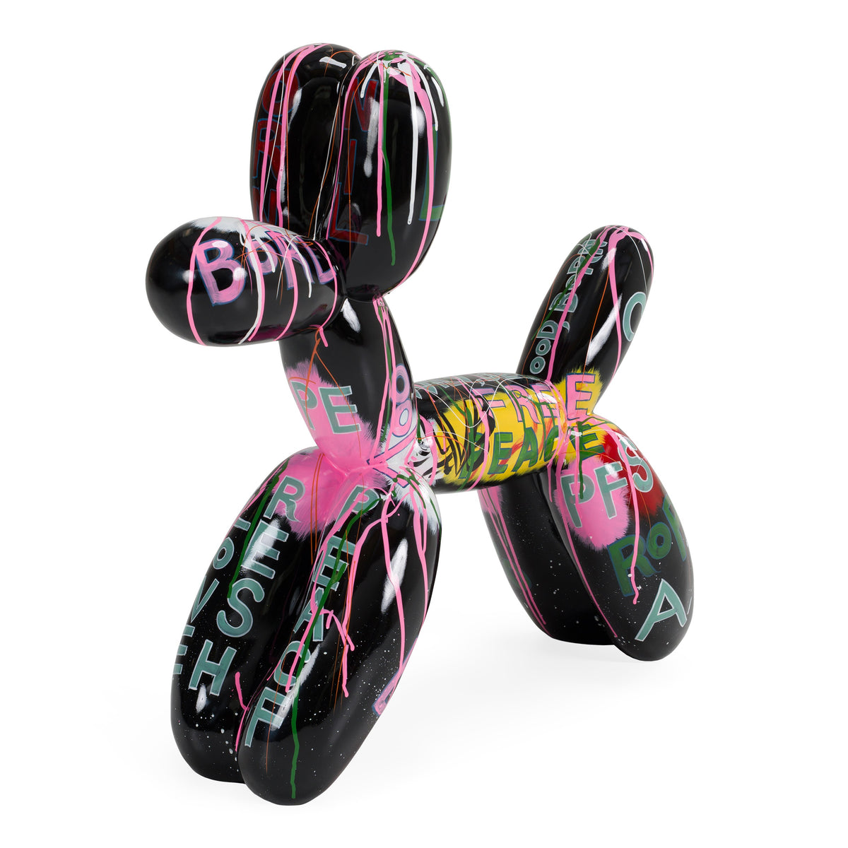 Graffiti Balloon Dog - Black + Multi-Color Sculpture - original 1