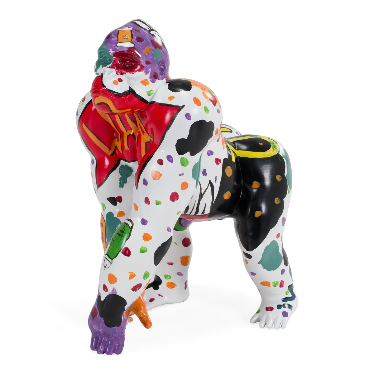 Graffiti Gorilla - White + Multi-Color Sculpture - original 1