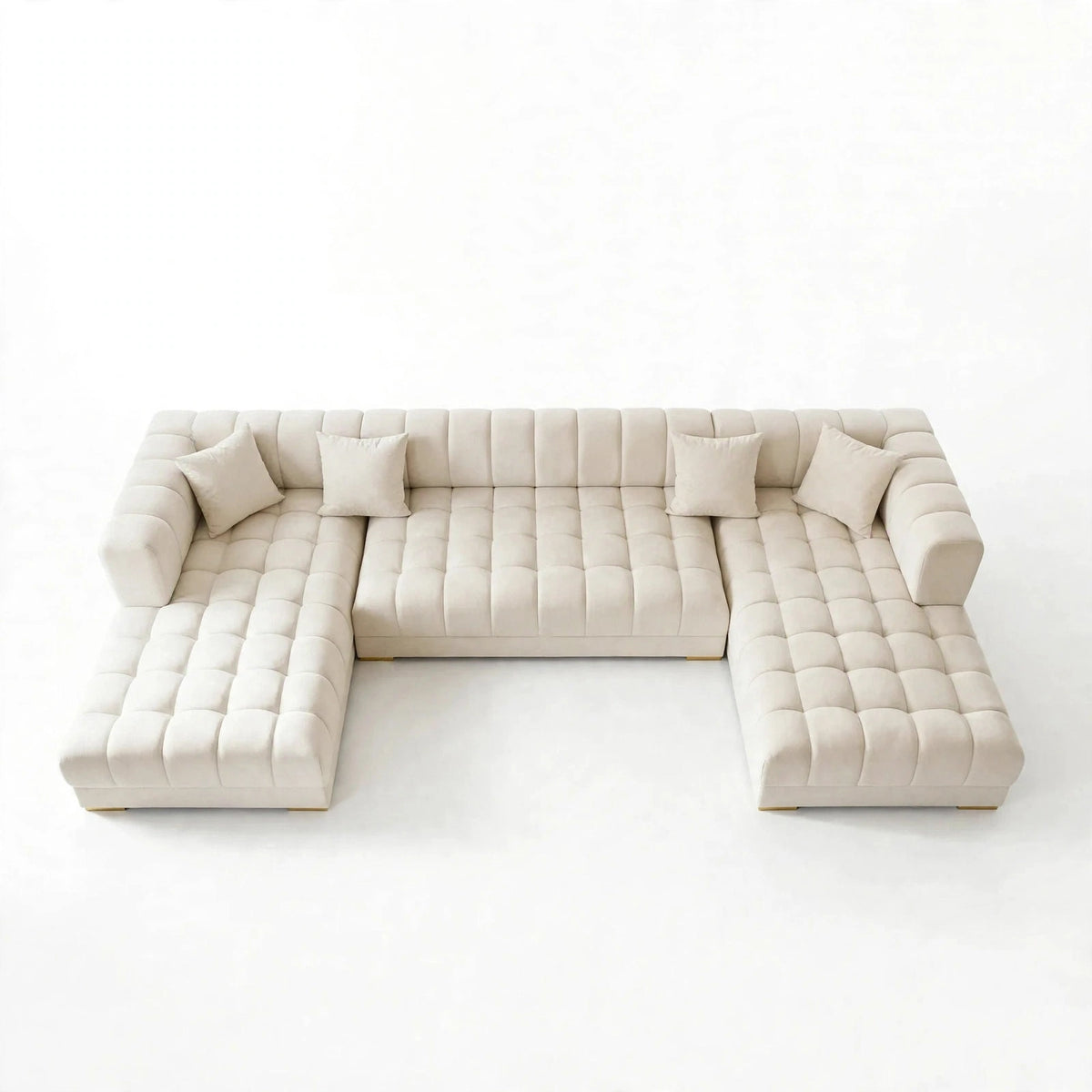 Grande Pearl Velvet Double Chaise Sectional on white background