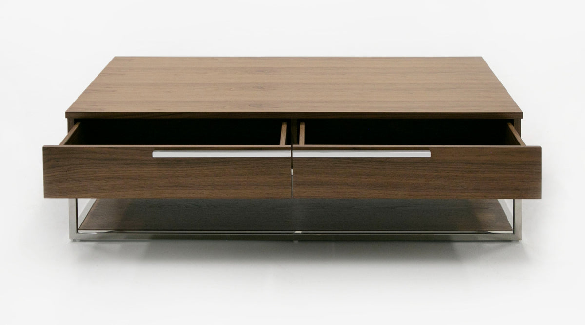 Heloise - Modern Walnut and Stainless Steel Coffee Table