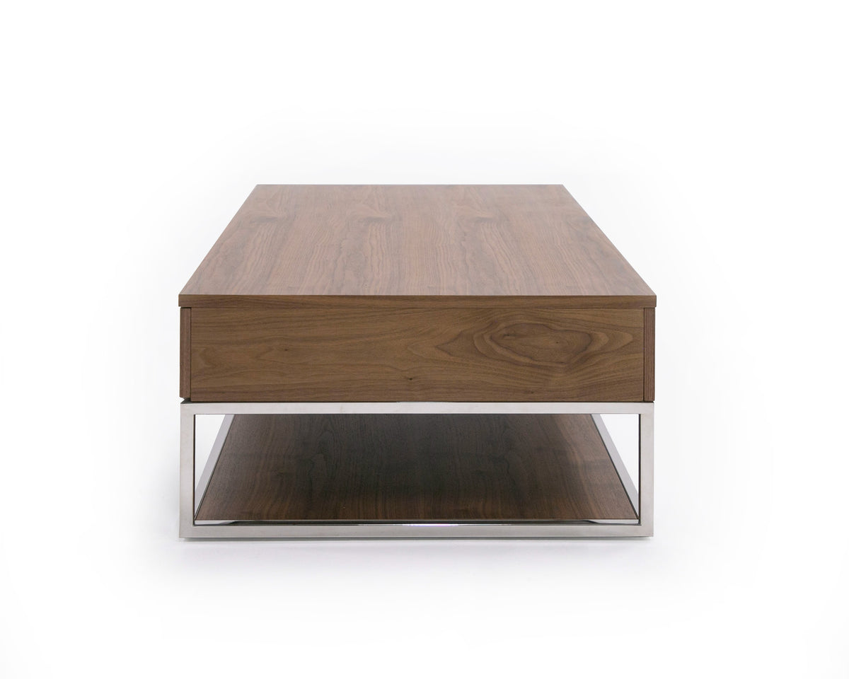 Heloise - Modern Walnut and Stainless Steel Coffee Table