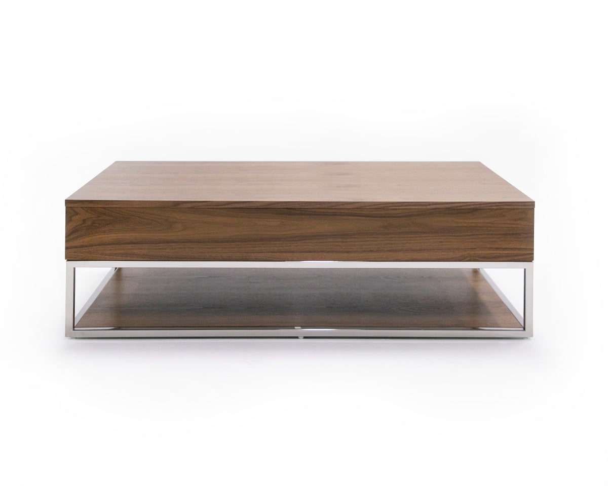 Heloise - Modern Walnut and Stainless Steel Coffee Table