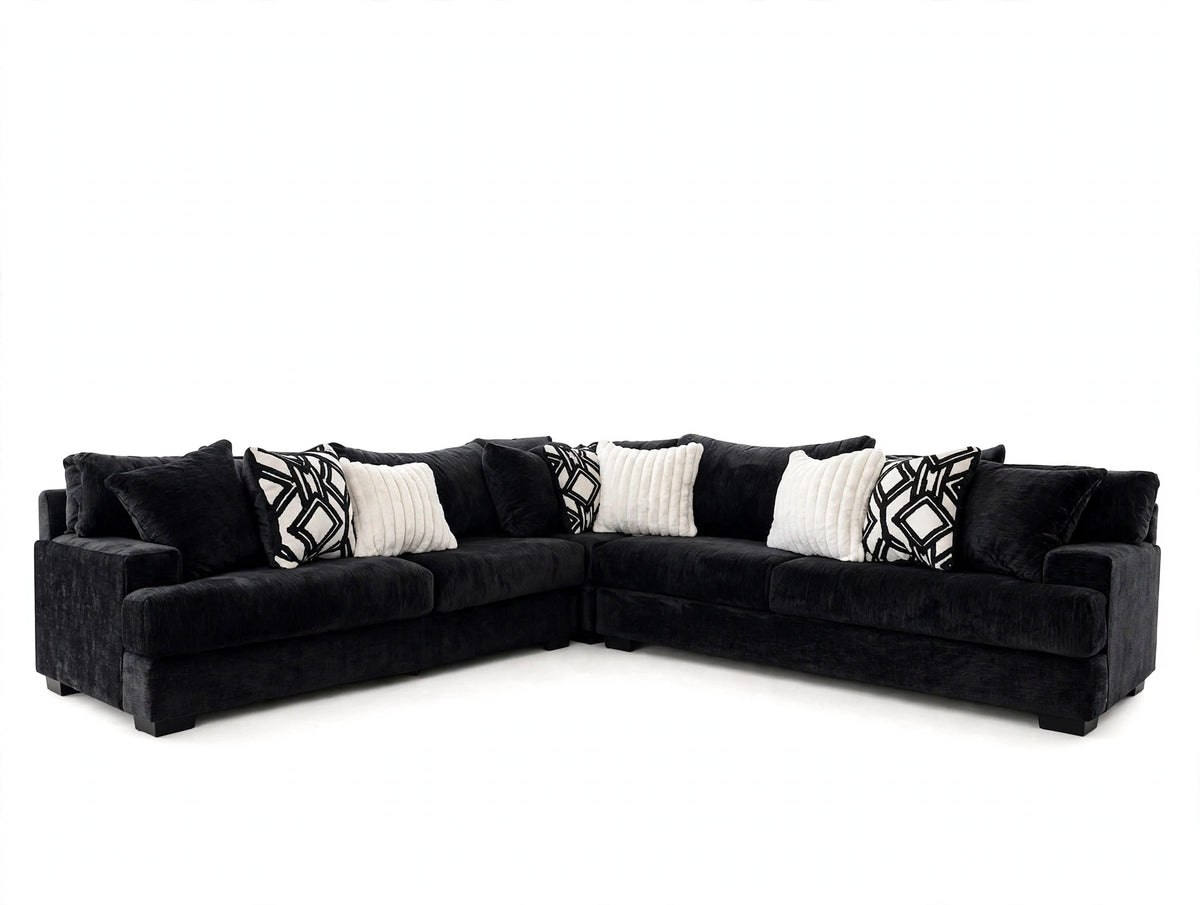 Black Grand Oversized Sectional on white background