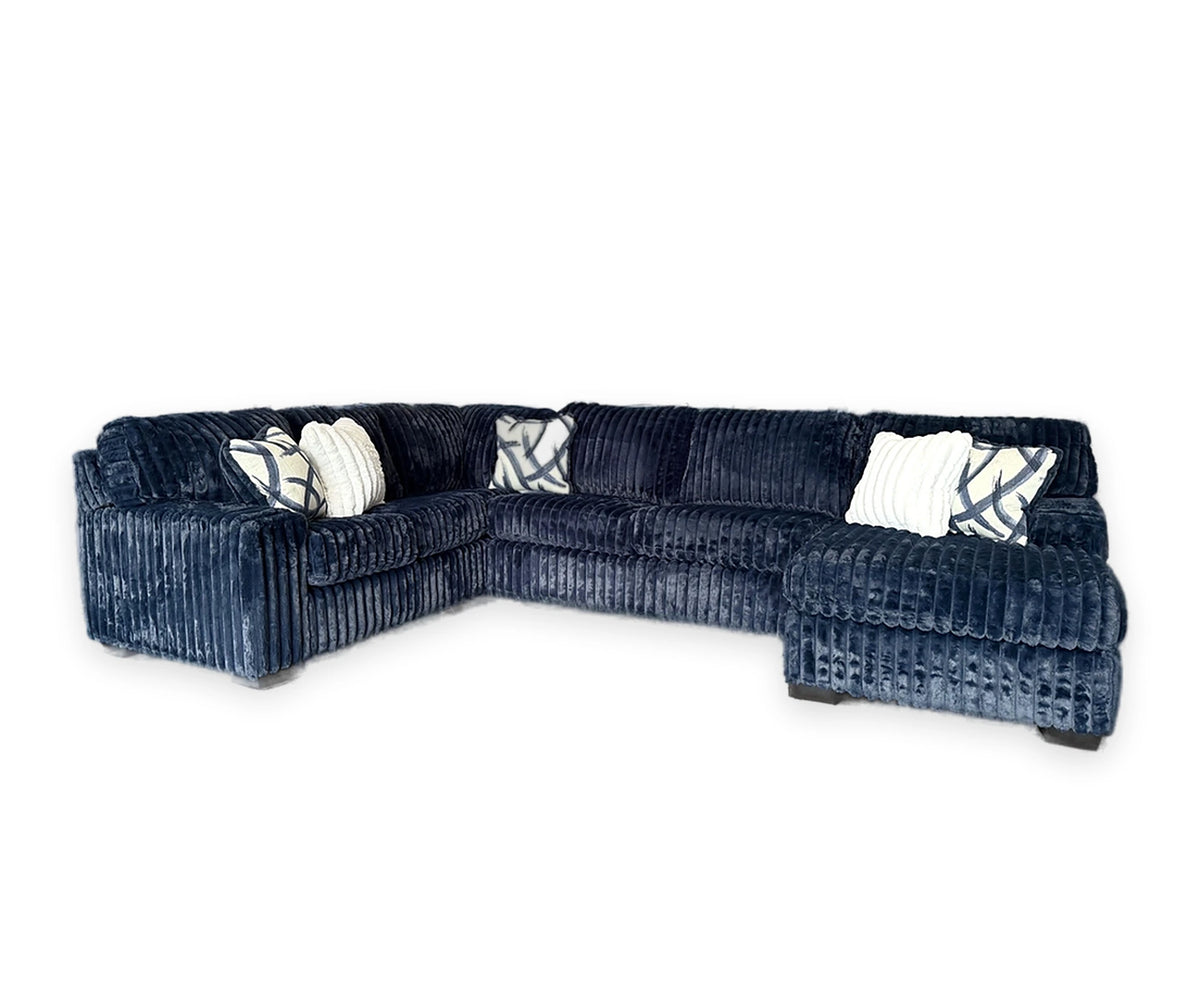 Blue Corduroy Cloud Sectional (9800) on white background