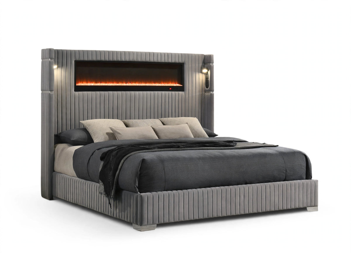 Romance2 Gray Platform Bed - HD