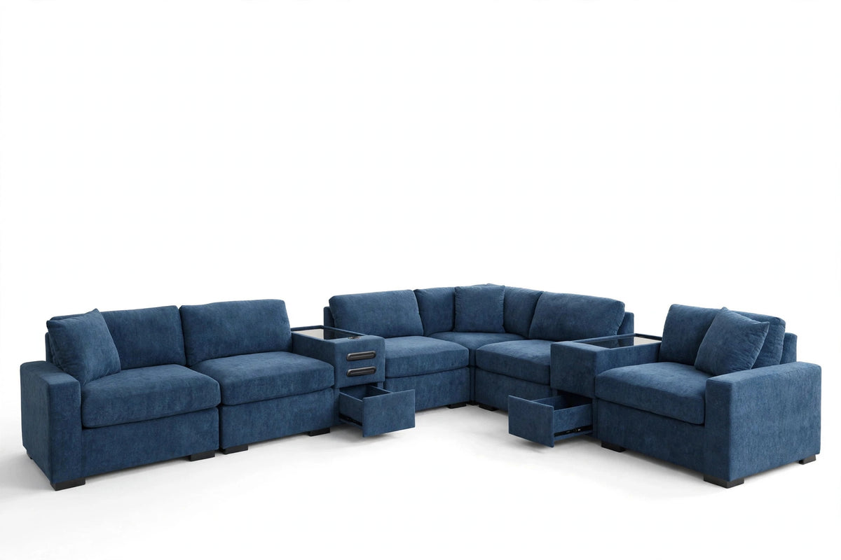 Azure Tide 8-Piece Modular Sectional - AI premium white background