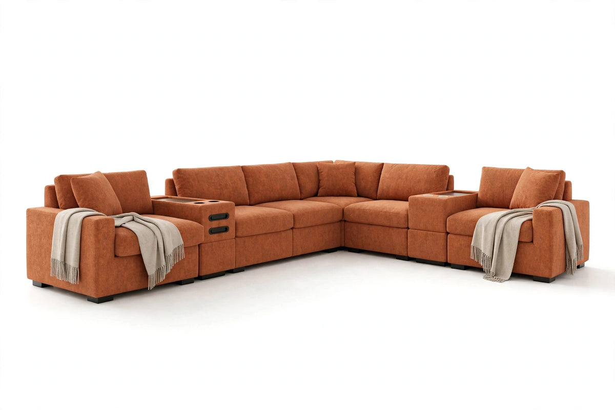 Ember Glow 8-Piece Modular Sectional - AI premium white background