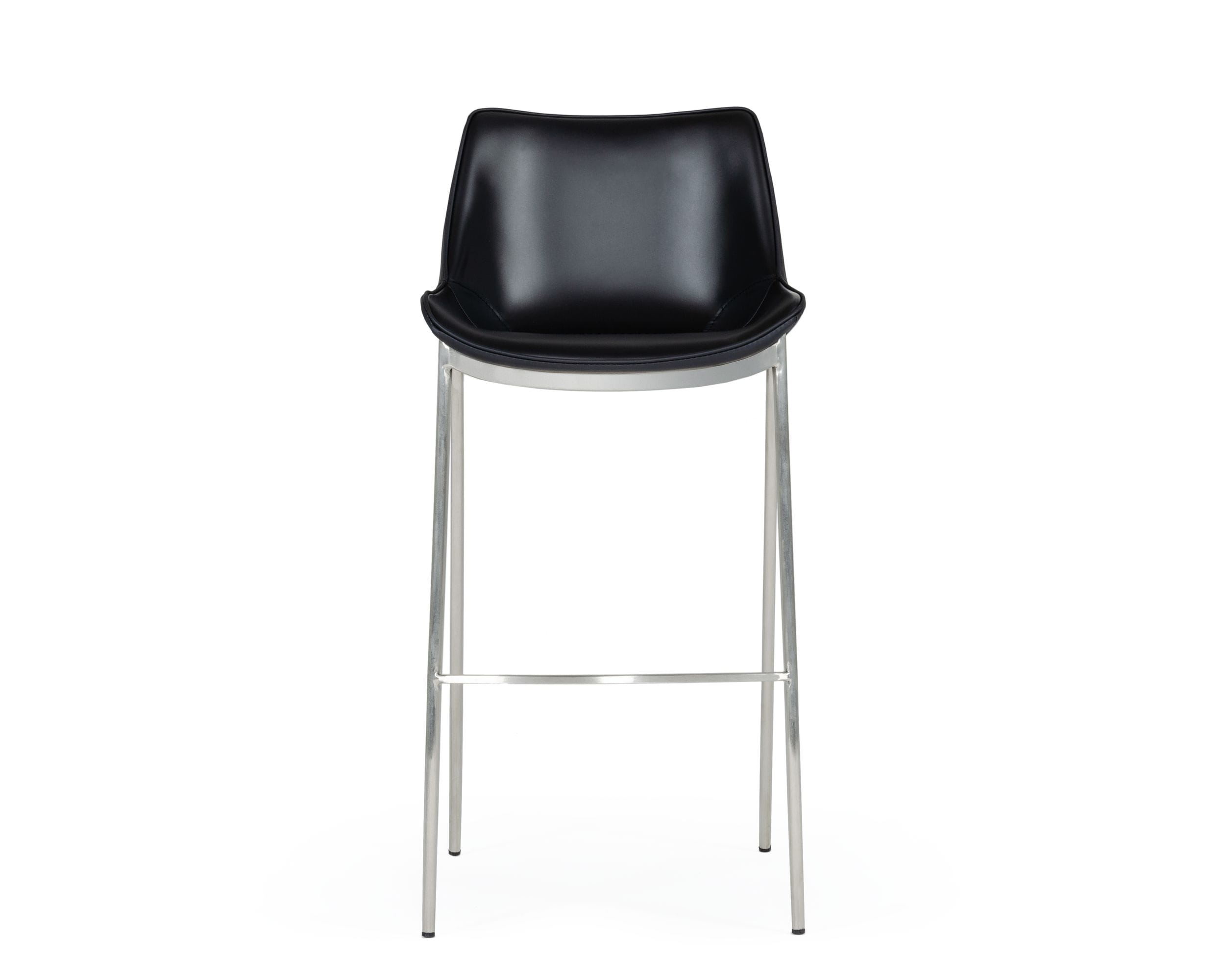 Modrest Hooper - Modern Black Eco-Leather Bar Stool (Set of 2)