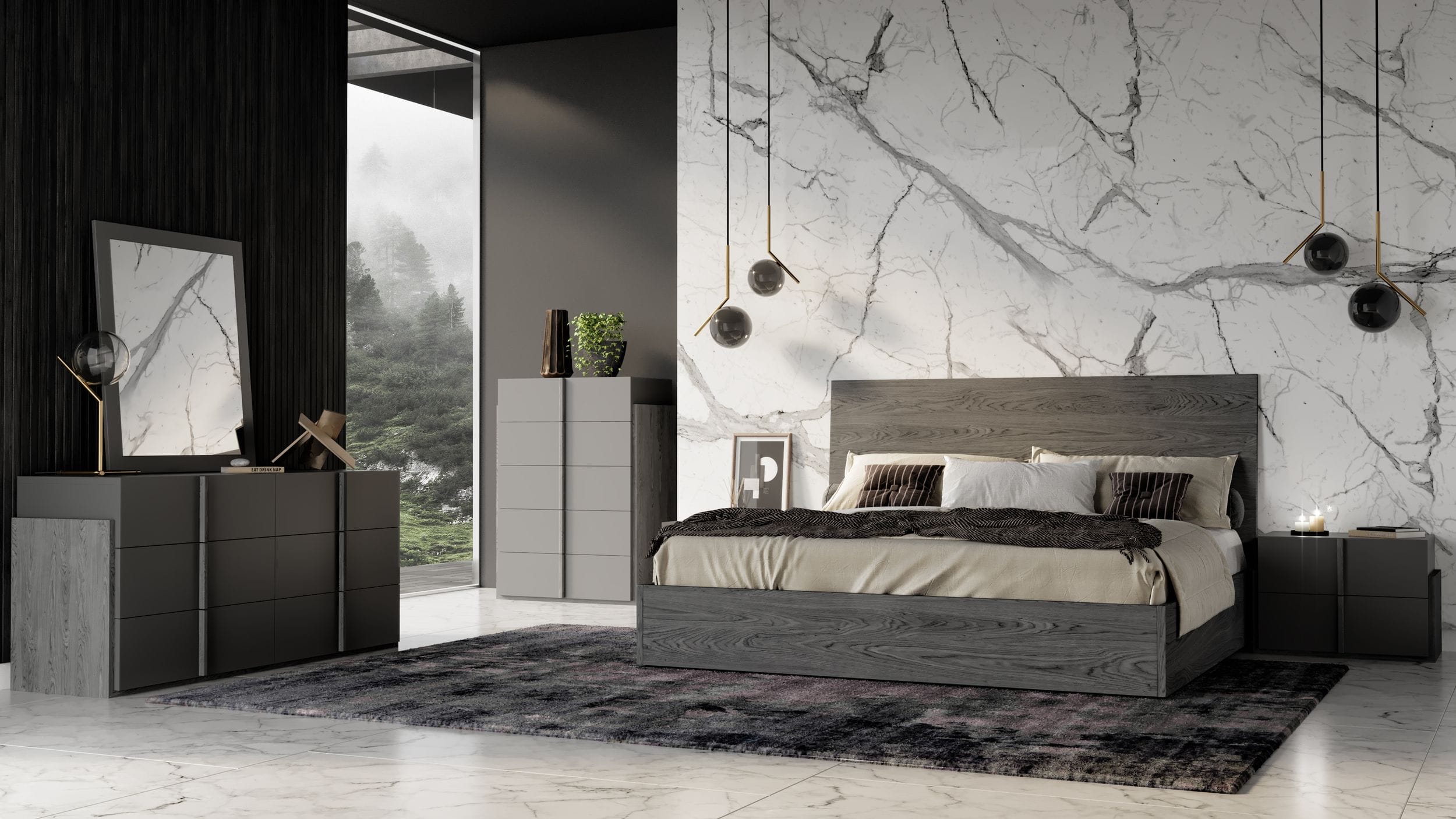 Nova Domus Lucia - Italian Modern Matte Grey / Elm Grey Bed