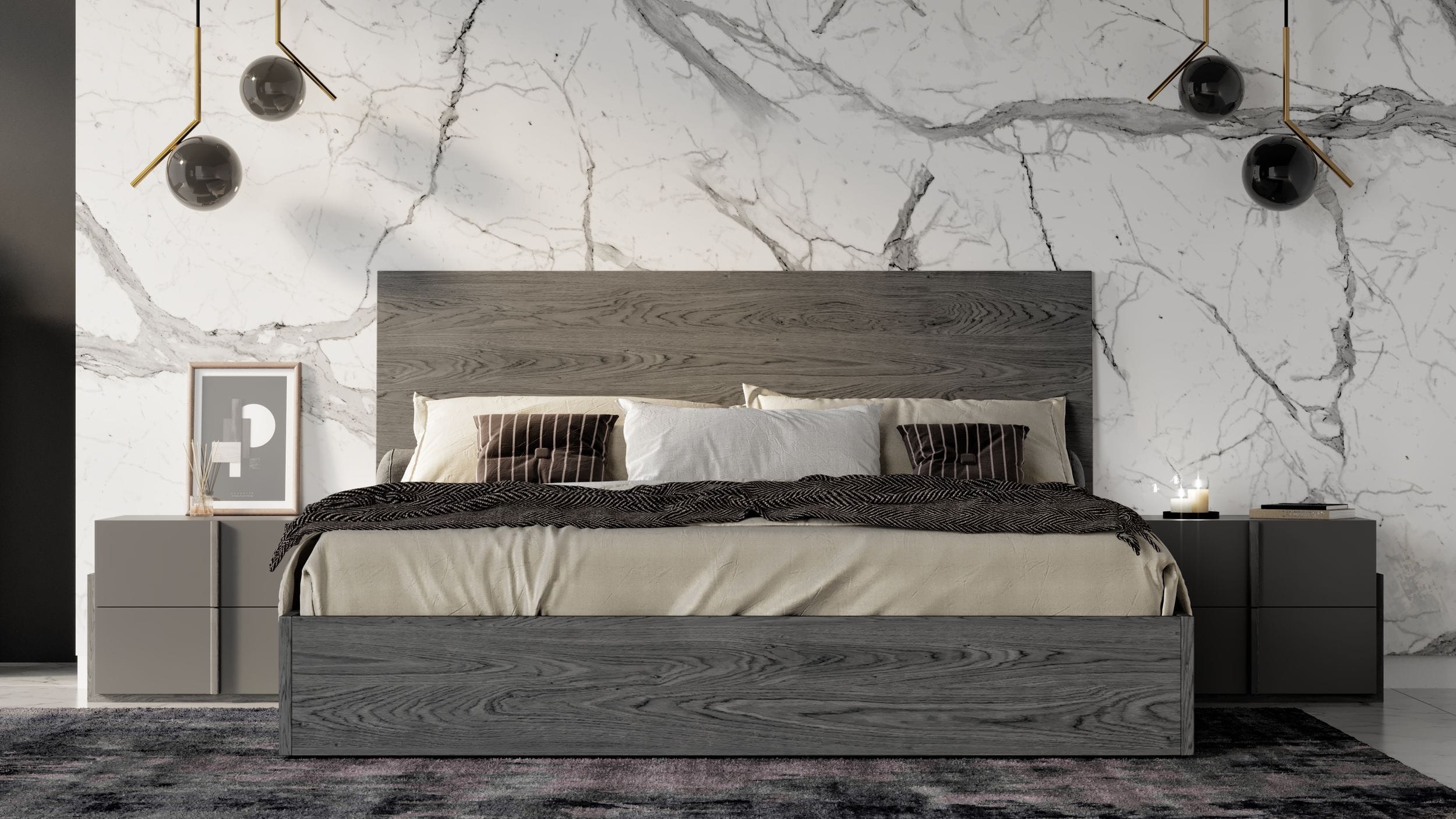 Nova Domus Lucia - Queen Italian Modern Matte Grey / Elm Grey Bed