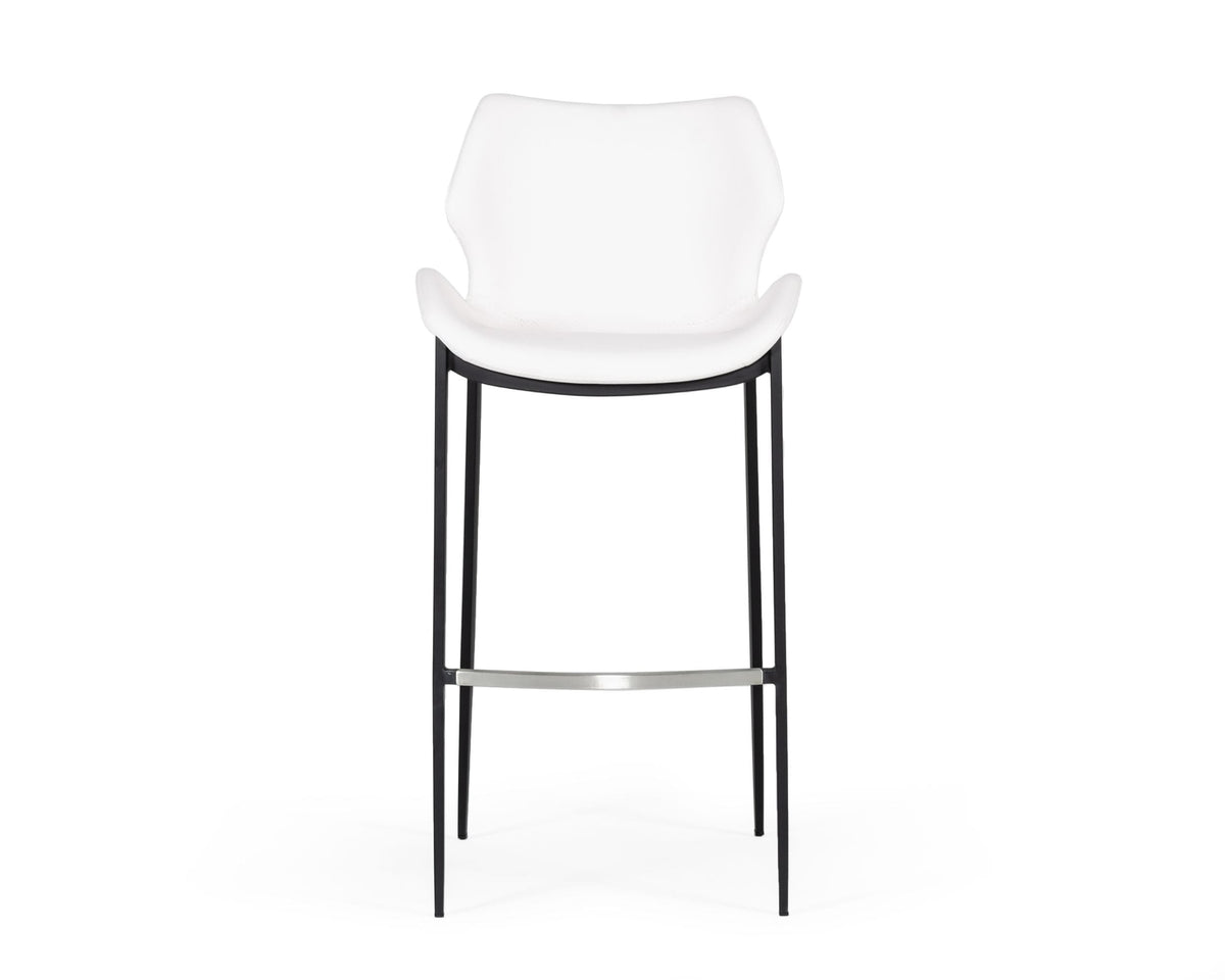 Ithaca - Modern White Leatherette Bar Stool (Set of 2)