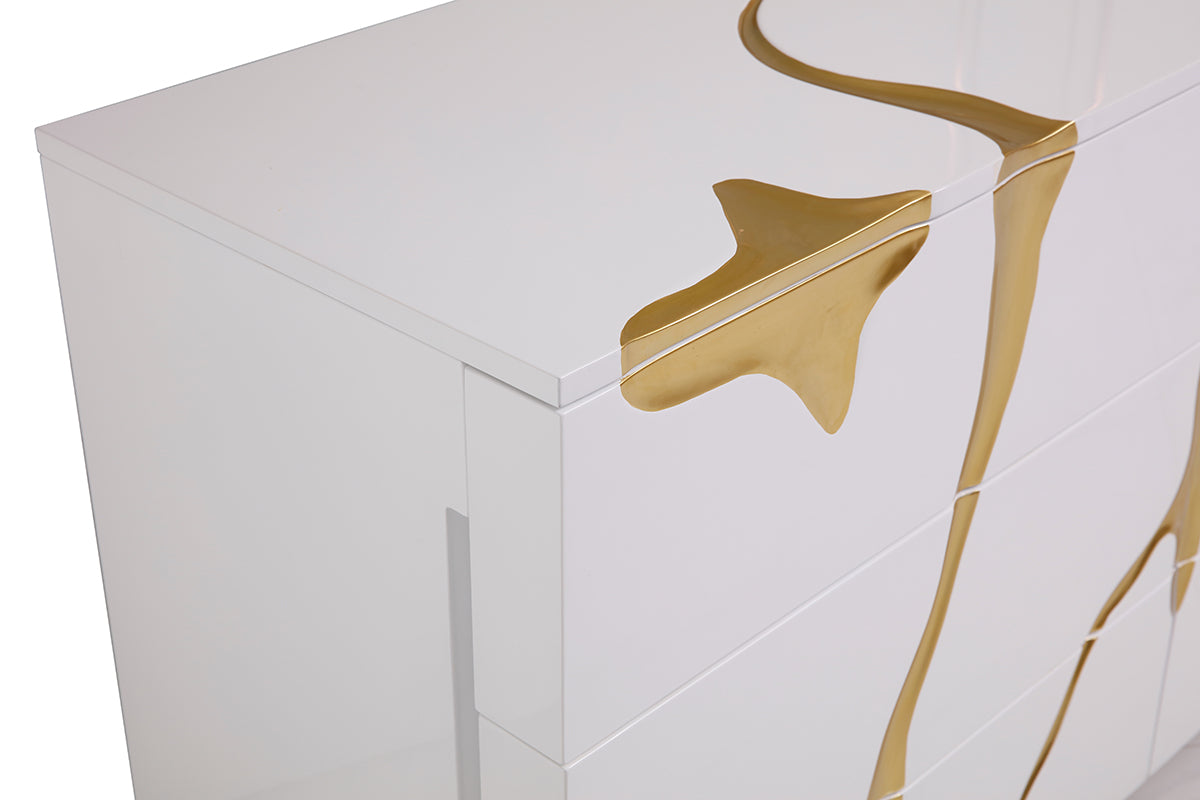 Modrest Aspen Modern White & Gold Dresser