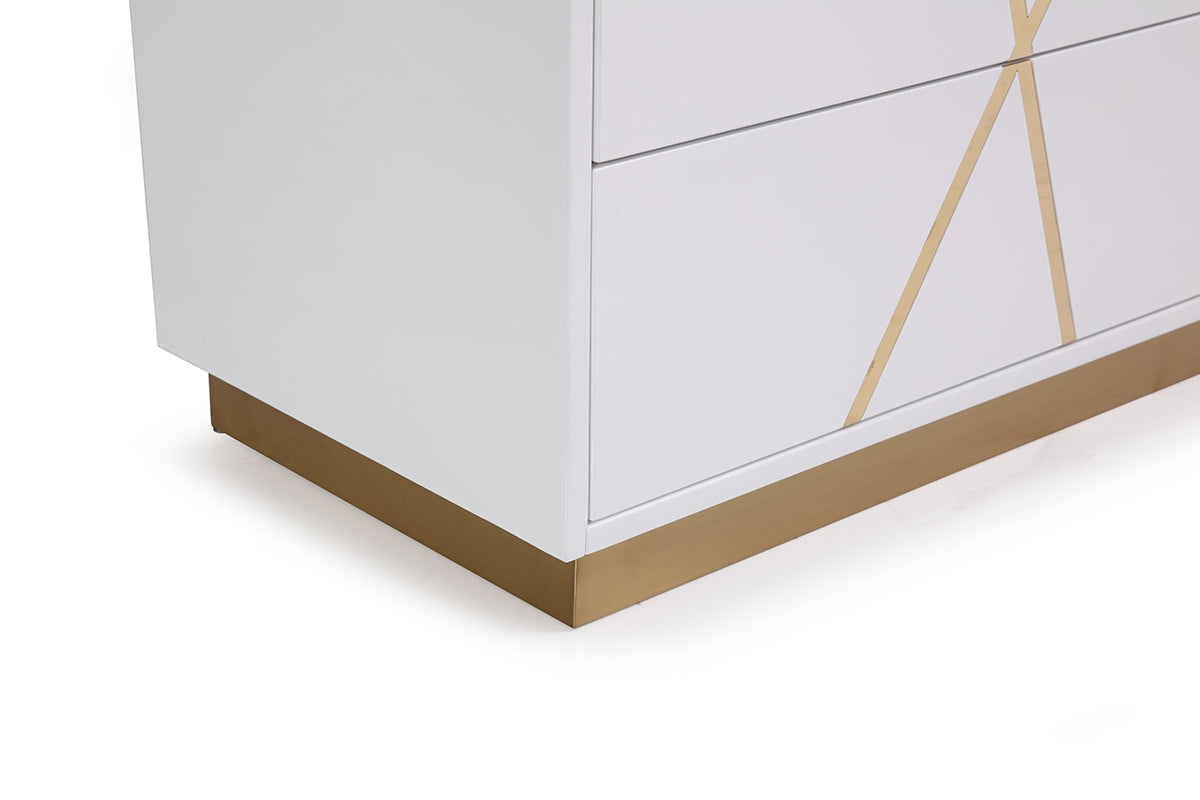 Modrest Nixa  Modern Wide White and Gold Dresser