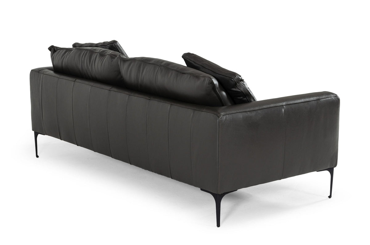 Jacoba - Modern Dark Grey Leather Sofa