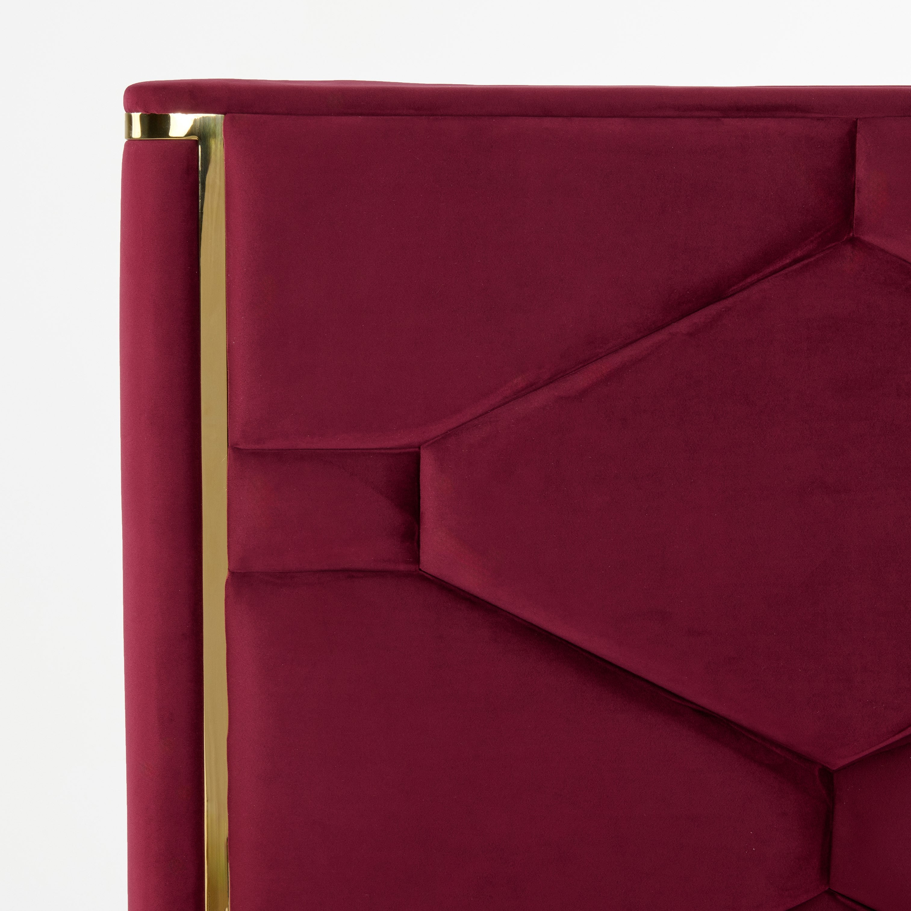 Eastern King Modrest Janet - Modern Red Velvet + Gold Bed