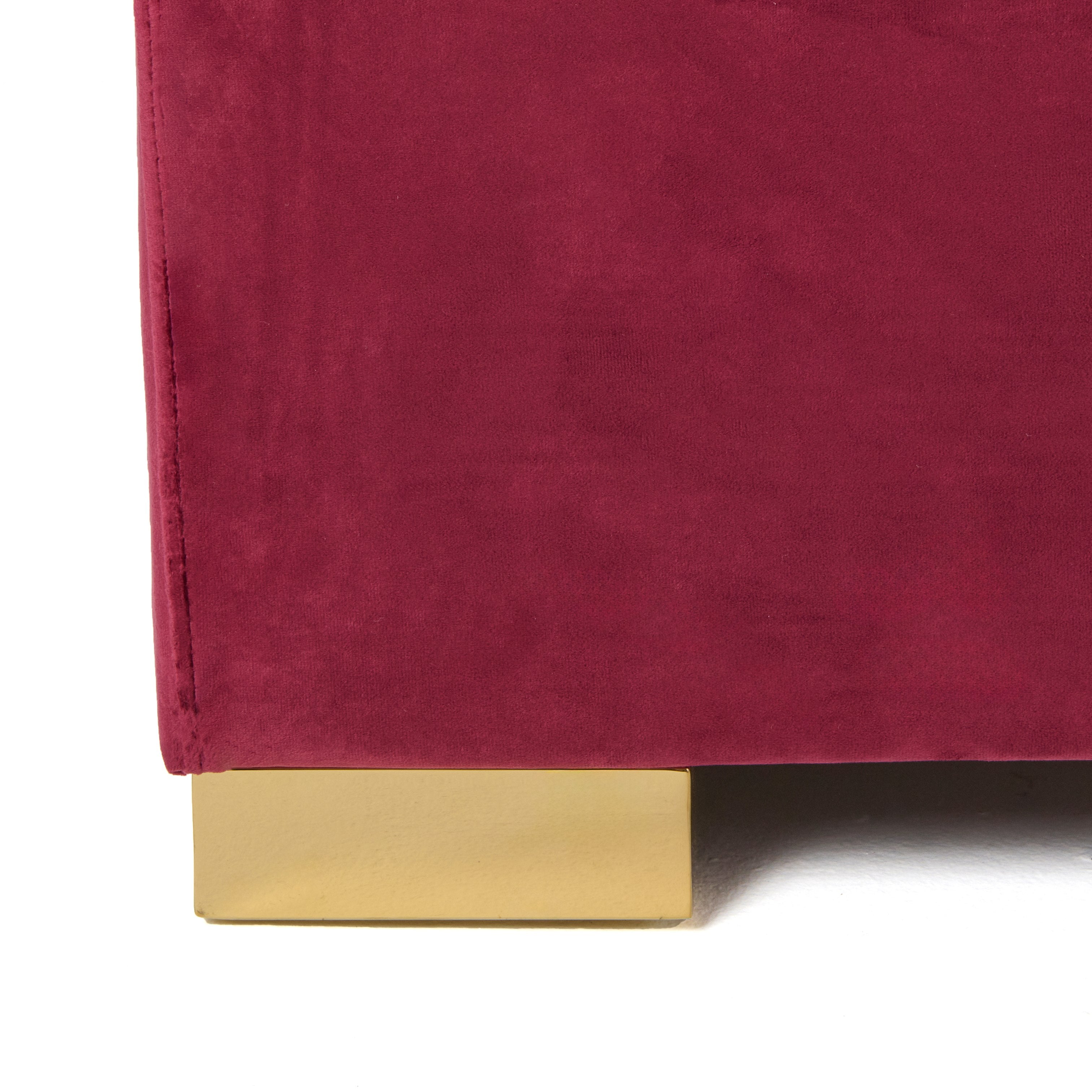 Eastern King Modrest Janet - Modern Red Velvet + Gold Bed