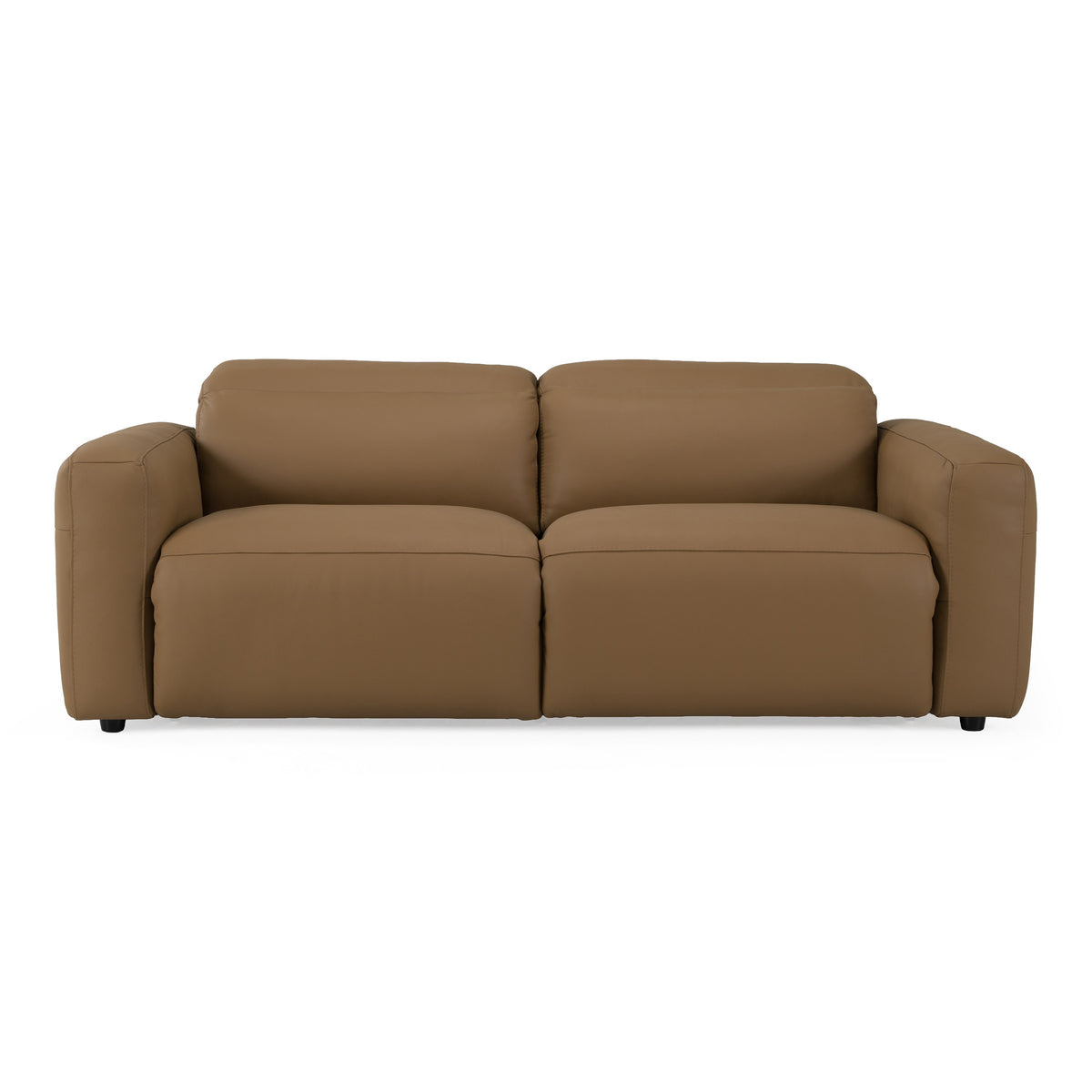 Jessop - Modern Brown Leather Sofa 2 Recliners - original 1