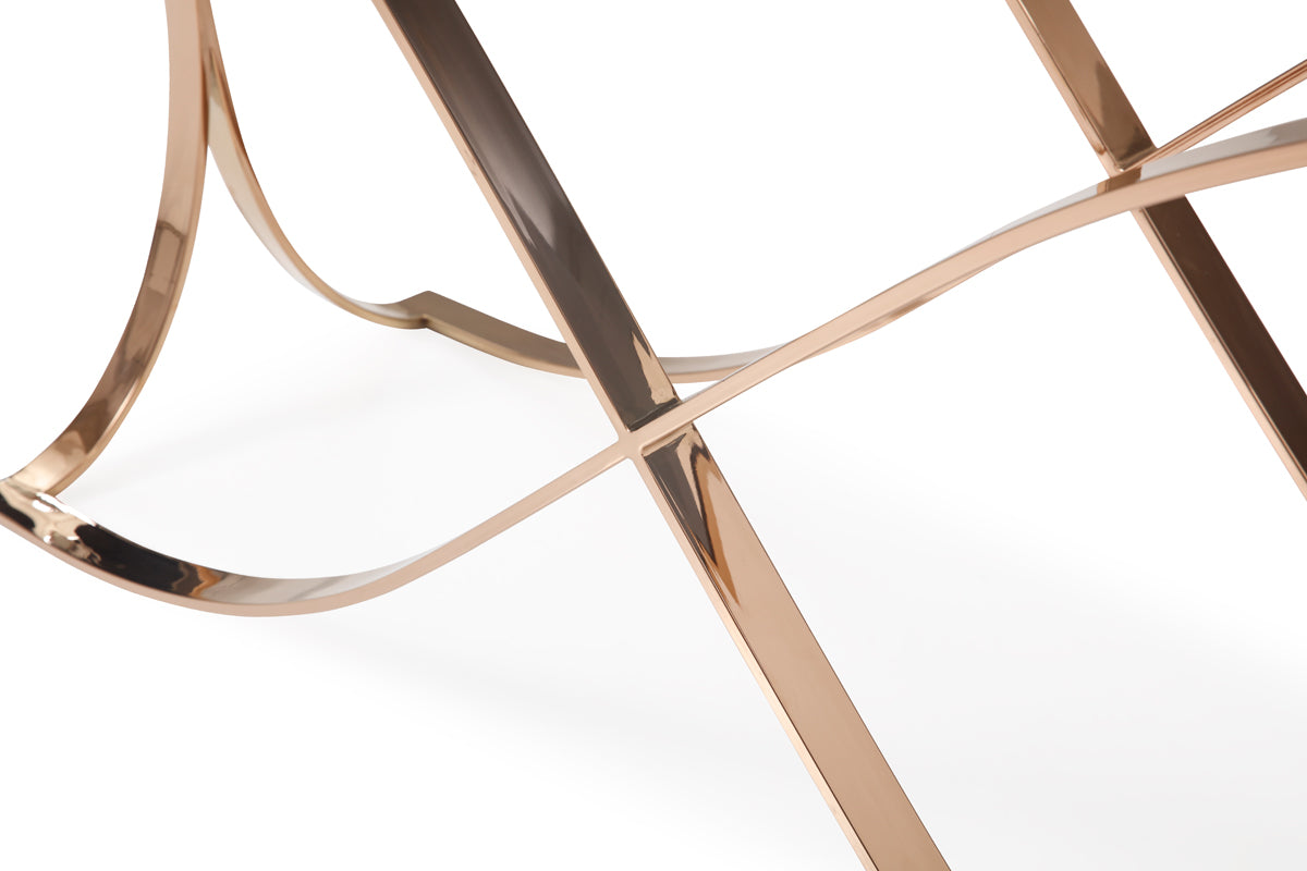 Modrest Reklaw Modern Smoked Glass & Rosegold Console Table