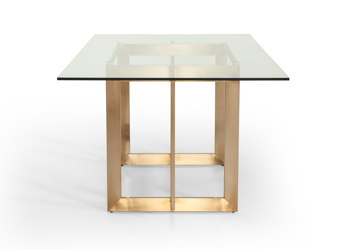 Modrest Keaton Modern Glass & Brass Dining Table