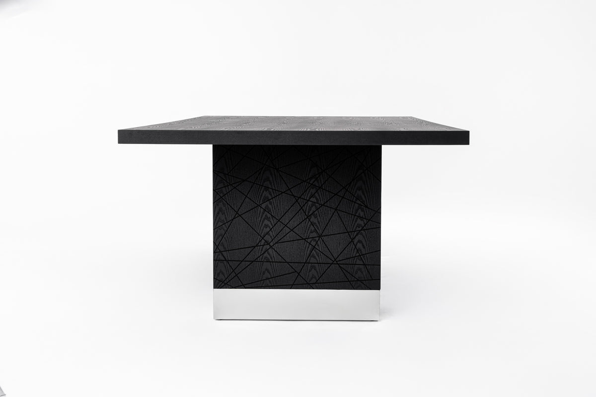 Kenda - Modern Black Ash + Stainless Steel Dining Table